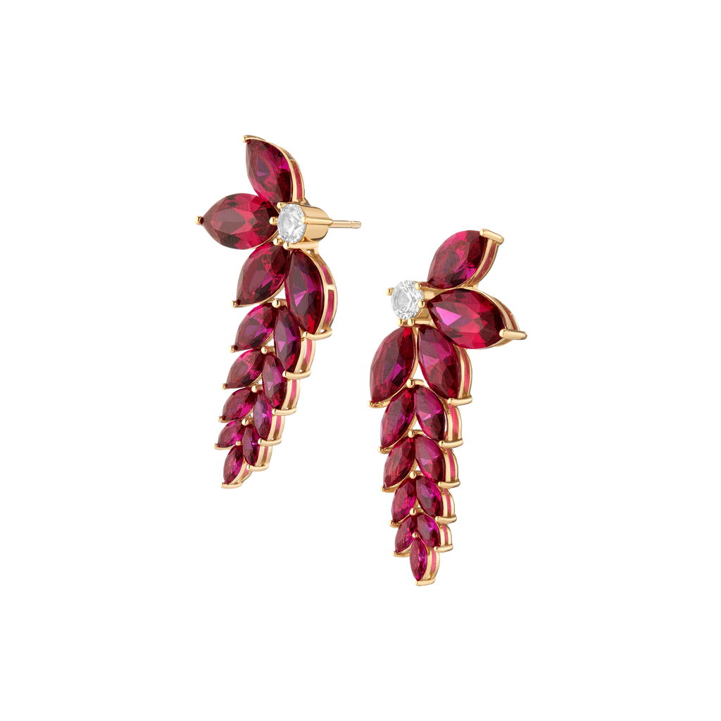 Aurate x Marilyn Monroe: Lab Grown Red Marquise Waterfall Earrings