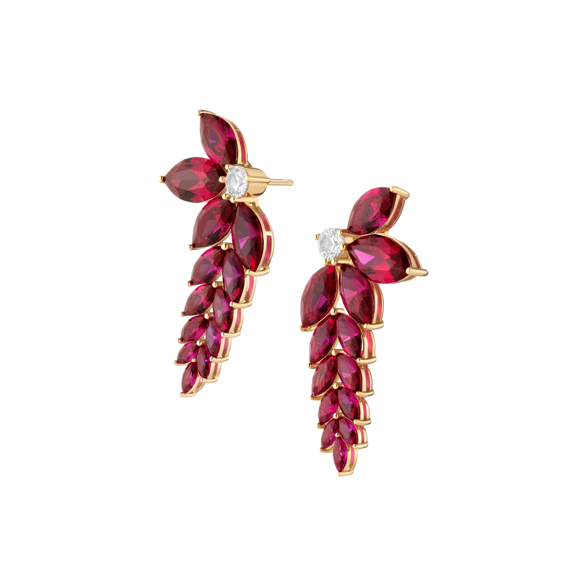 Aurate x Marilyn Monroe: Lab Grown Red Marquise Waterfall Earrings