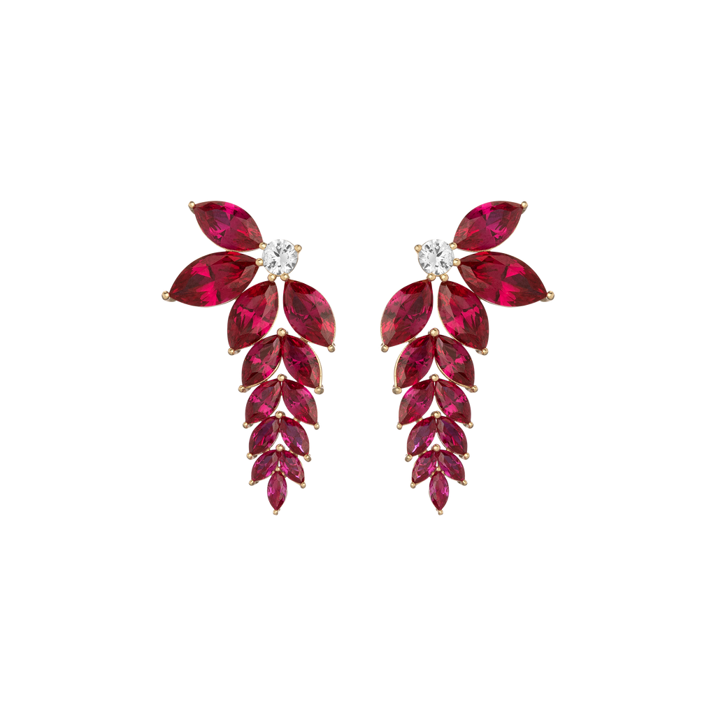 Aurate x Marilyn Monroe: Lab Grown Red Marquise Waterfall Earrings