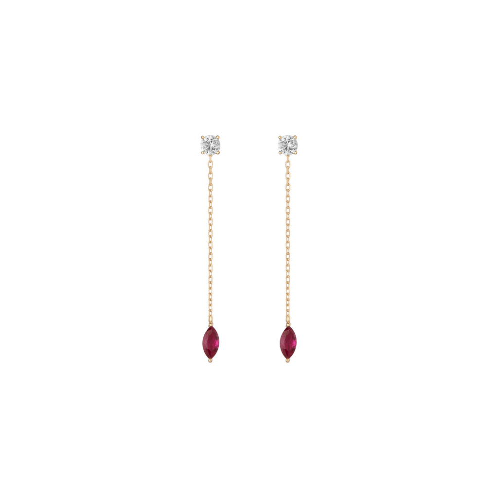 Aurate x Marilyn Monroe: Lab Grown Red Marquise Earring Threader