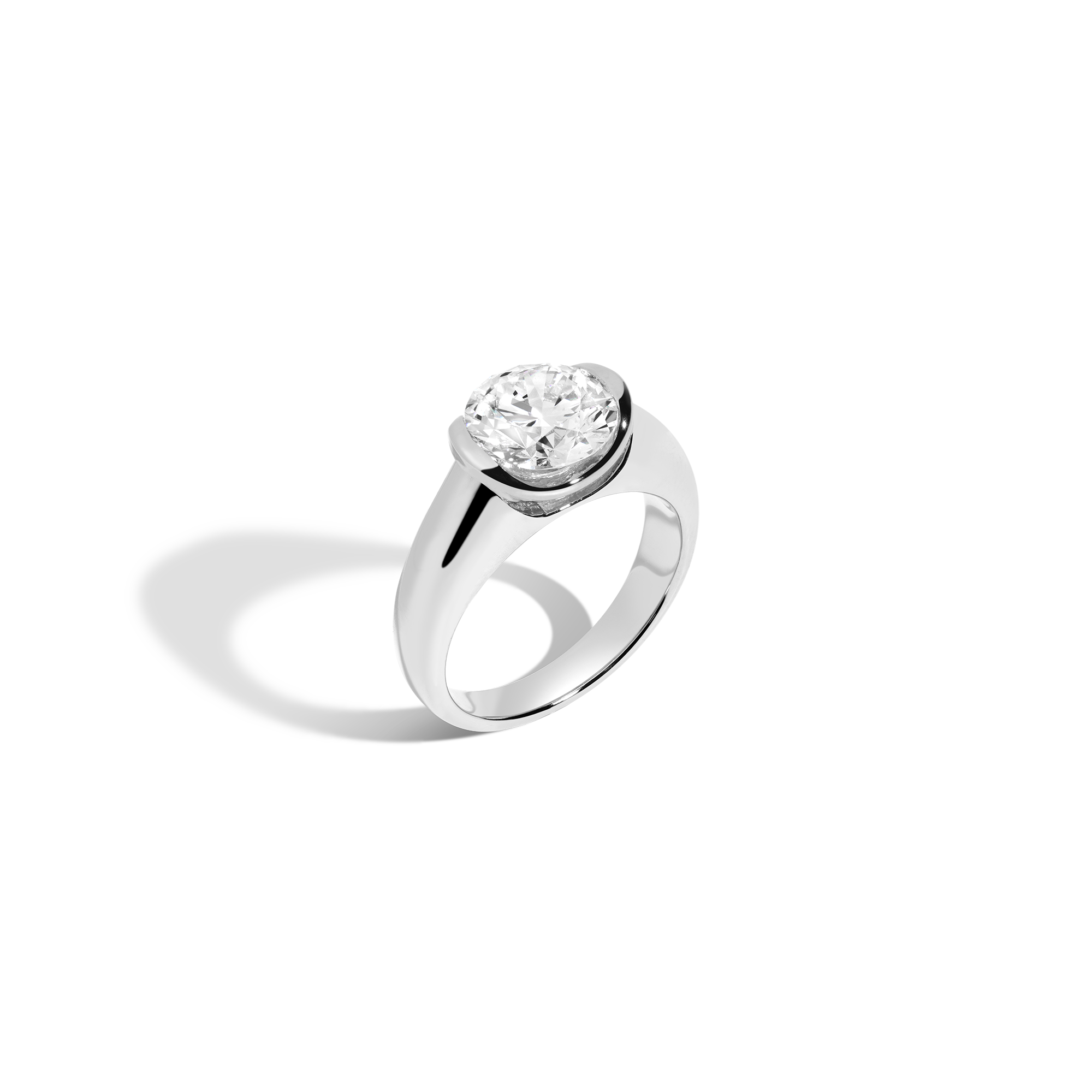 3ct Round Lab Grown Diamond Floating Signet Ring