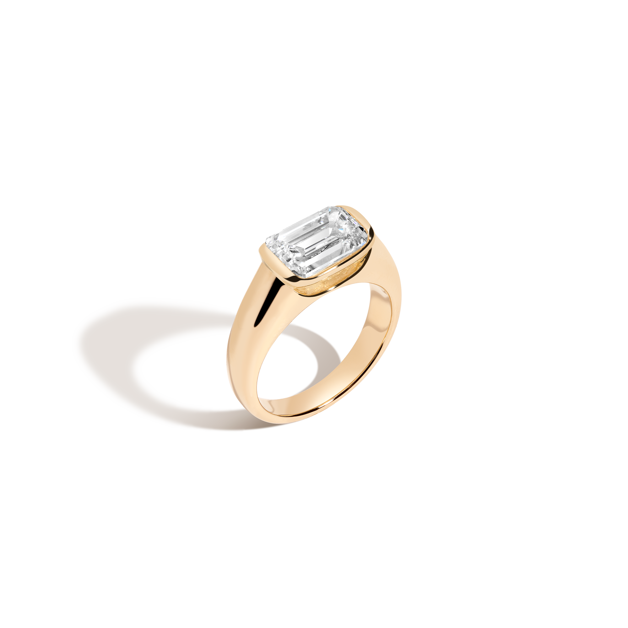 3ct Emerald Lab Grown Diamond Floating Signet Ring