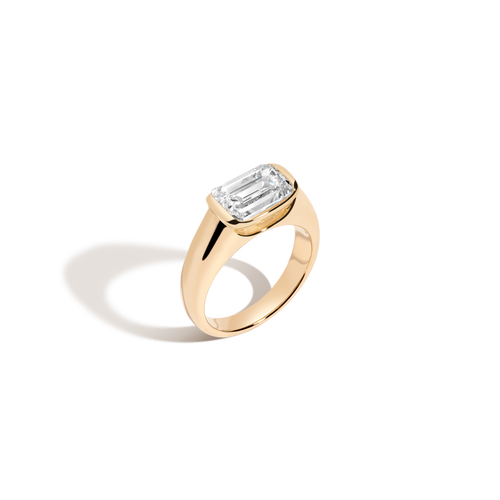 3ct Emerald Lab Grown Diamond Floating Signet Ring