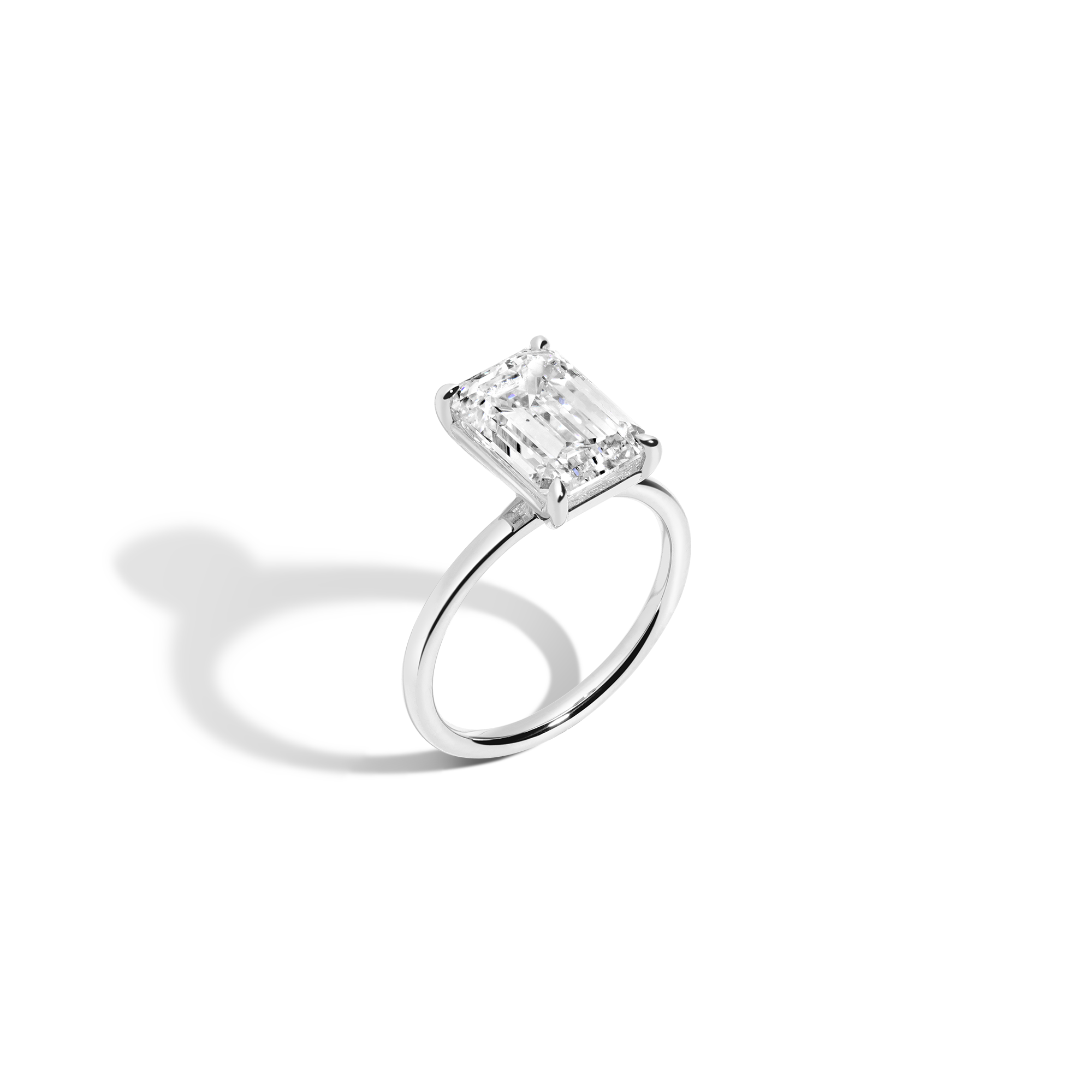 4ct Emerald Lab Grown Diamond Solitaire Ring