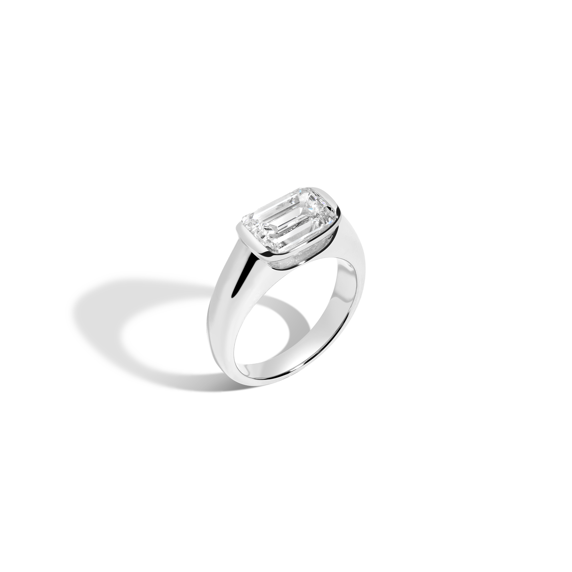 3ct Emerald Lab Grown Diamond Floating Signet Ring