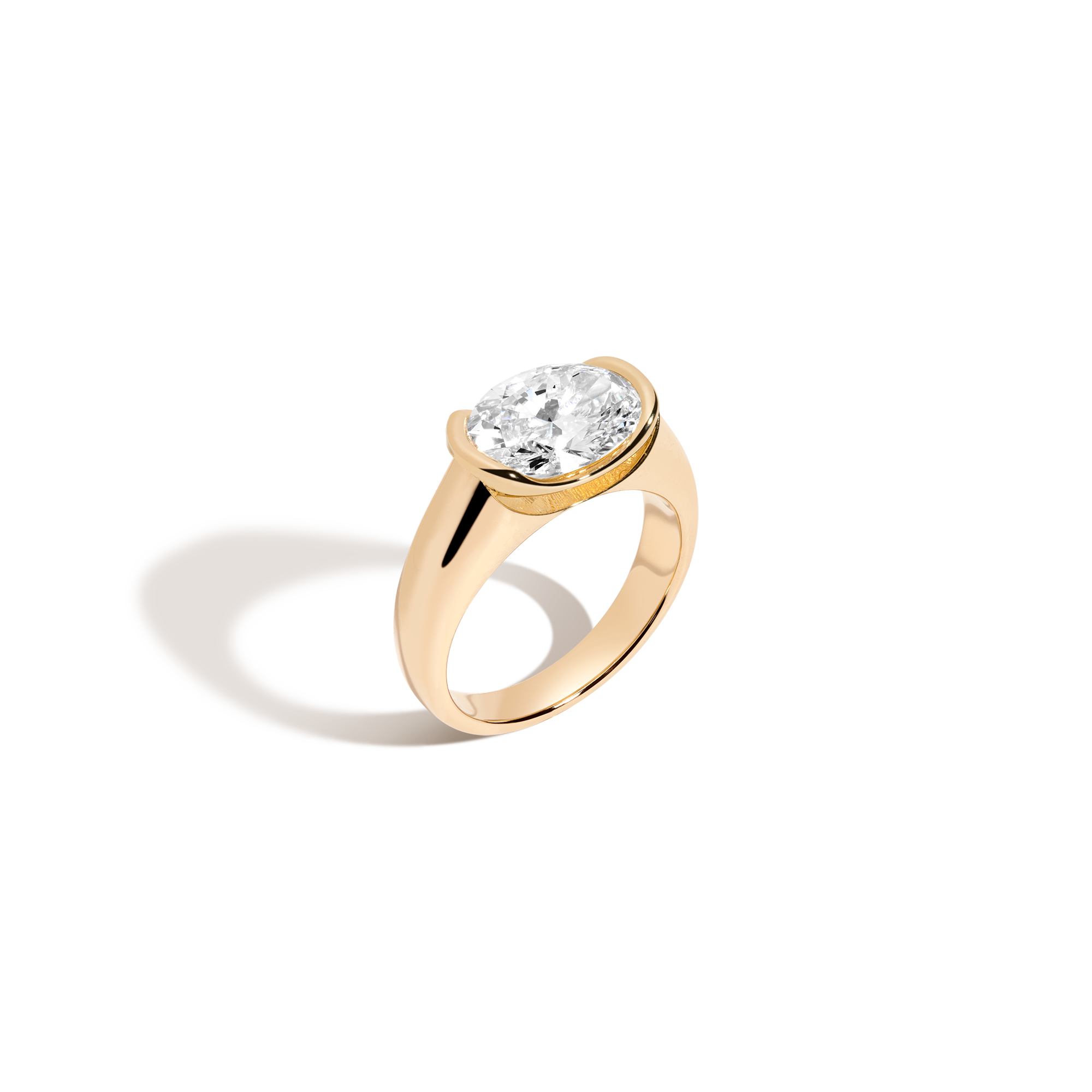 3ct Oval Lab Grown Diamond Floating Signet Ring