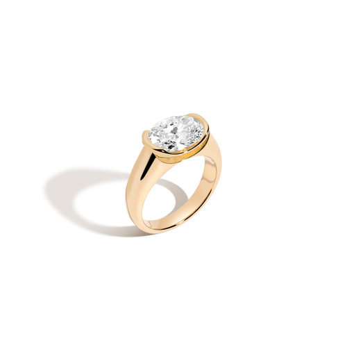 3ct Oval Lab Grown Diamond Floating Signet Ring