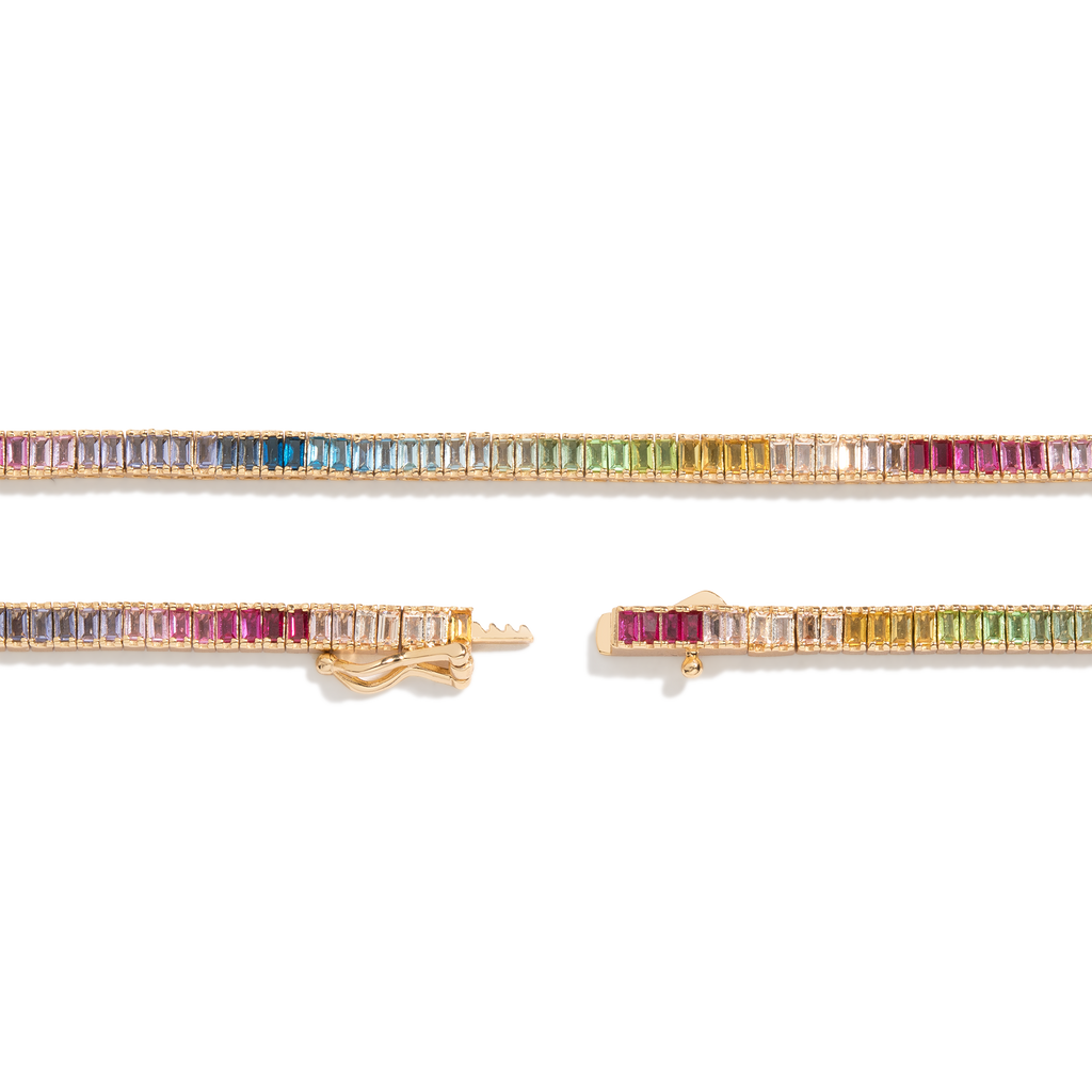 Ombré Rainbow Baguette Tennis Necklace