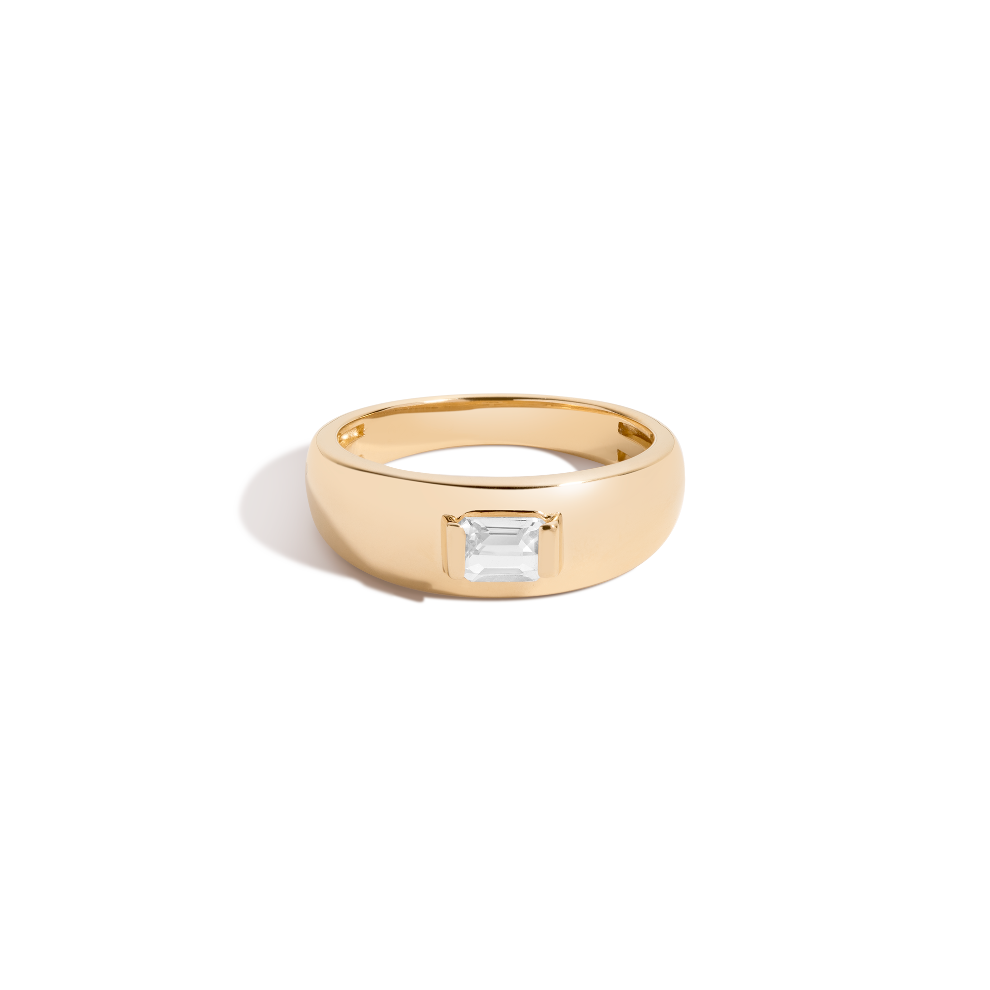 Chunky Lab Grown White Sapphire Emerald Ring
