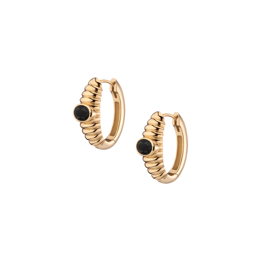 Lab Grown Black Sapphire Art Deco Earrings