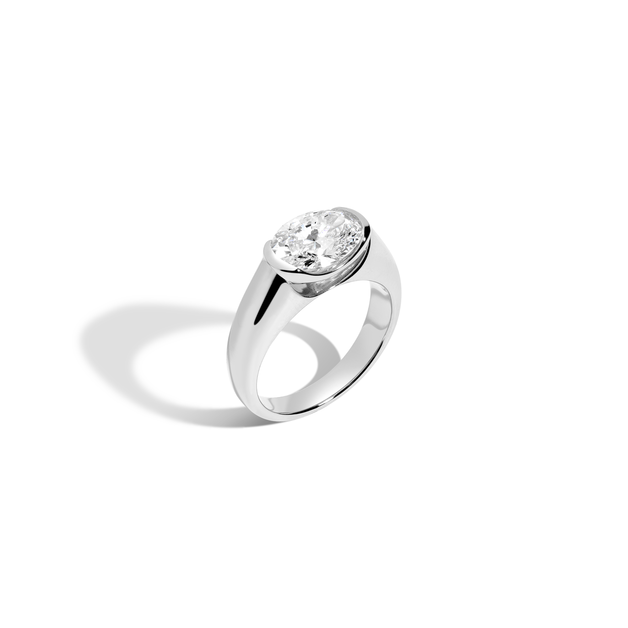 2ct Oval Lab Grown Diamond Floating Signet Ring