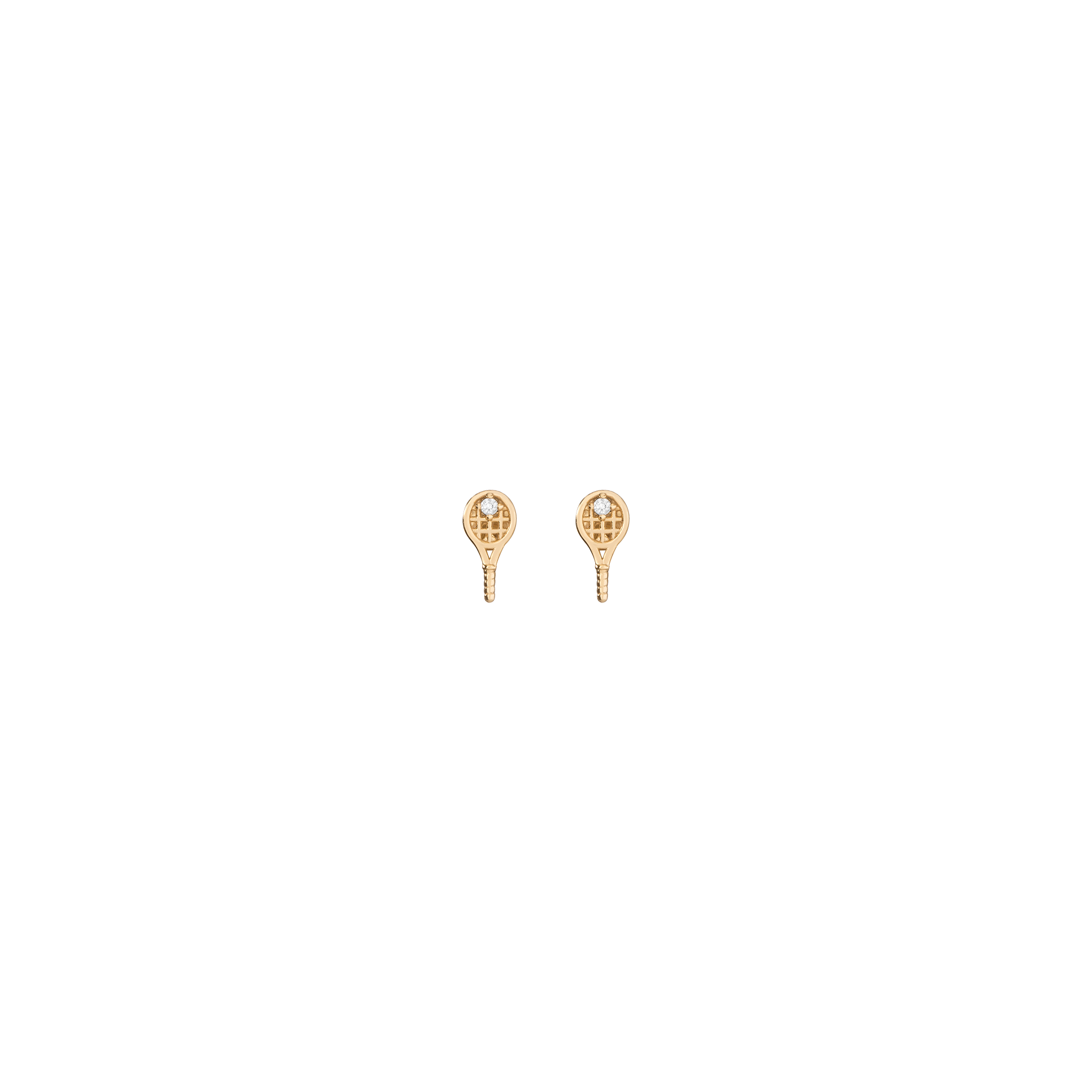 Aurate x Wilson: Tennis Racket Earrings Vermeil Yellow Gold Pair Single Butterflyback Flatback First