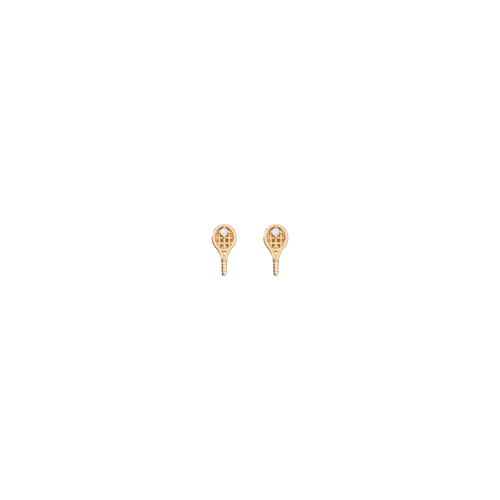 Aurate x Wilson: Tennis Racket Earrings Vermeil Yellow Gold Pair Single Butterflyback Flatback First