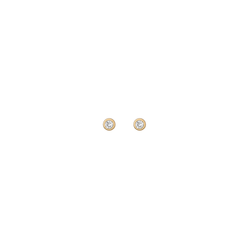 Aurate x Wilson: Lab Grown White Sapphire Bezel Stud Earrings Vermeil Yellow Gold Pair Single Butterflyback Flatback First