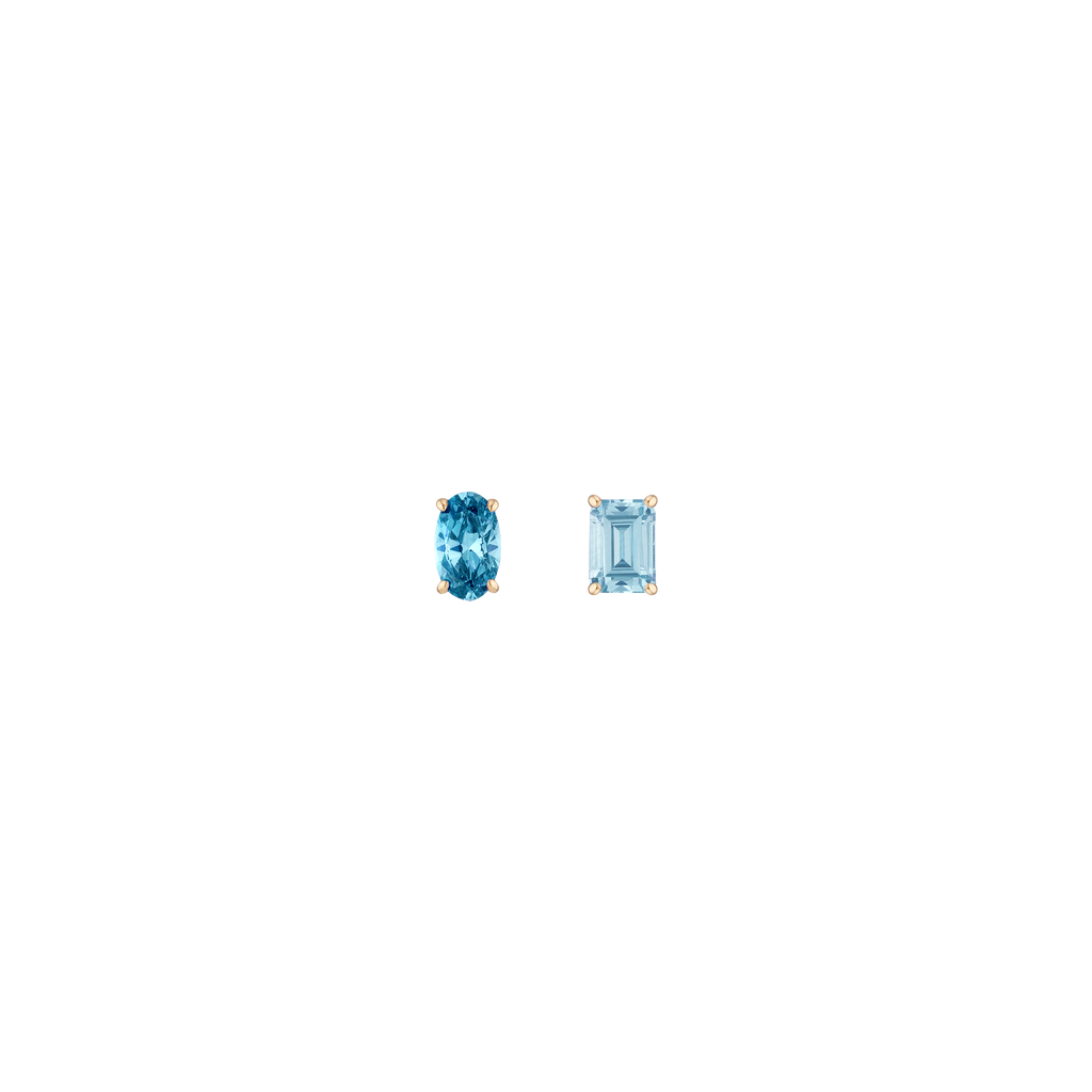 Lab Grown Aquamarine Mosaic Stud Earrings
