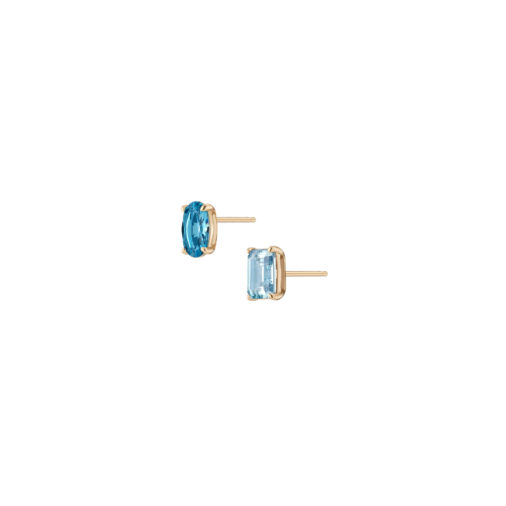 Lab Grown Aquamarine Mosaic Stud Earrings