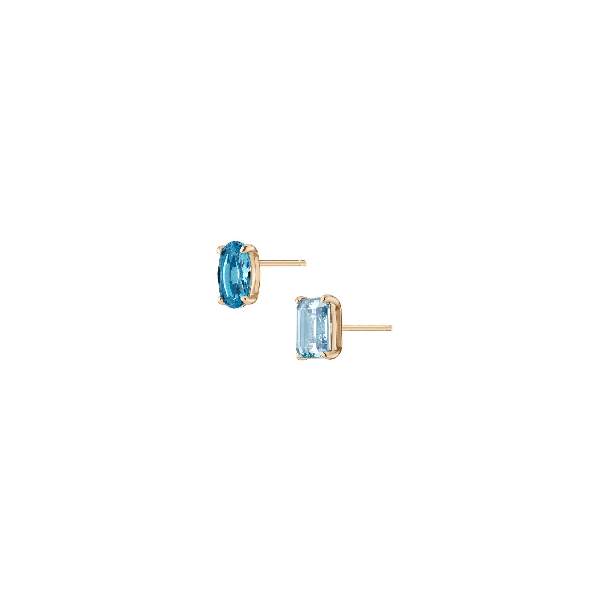 Lab Grown Aquamarine Mosaic Stud Earrings