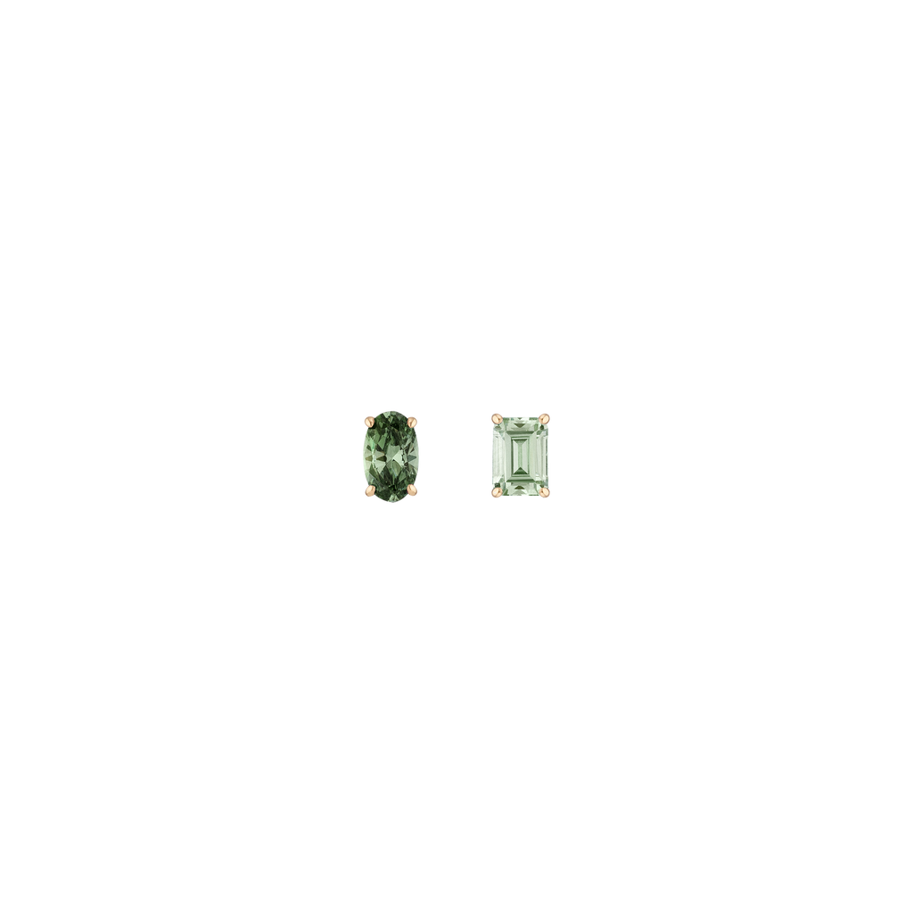Lab Grown Green Prasiolite Mosaic Stud Earrings