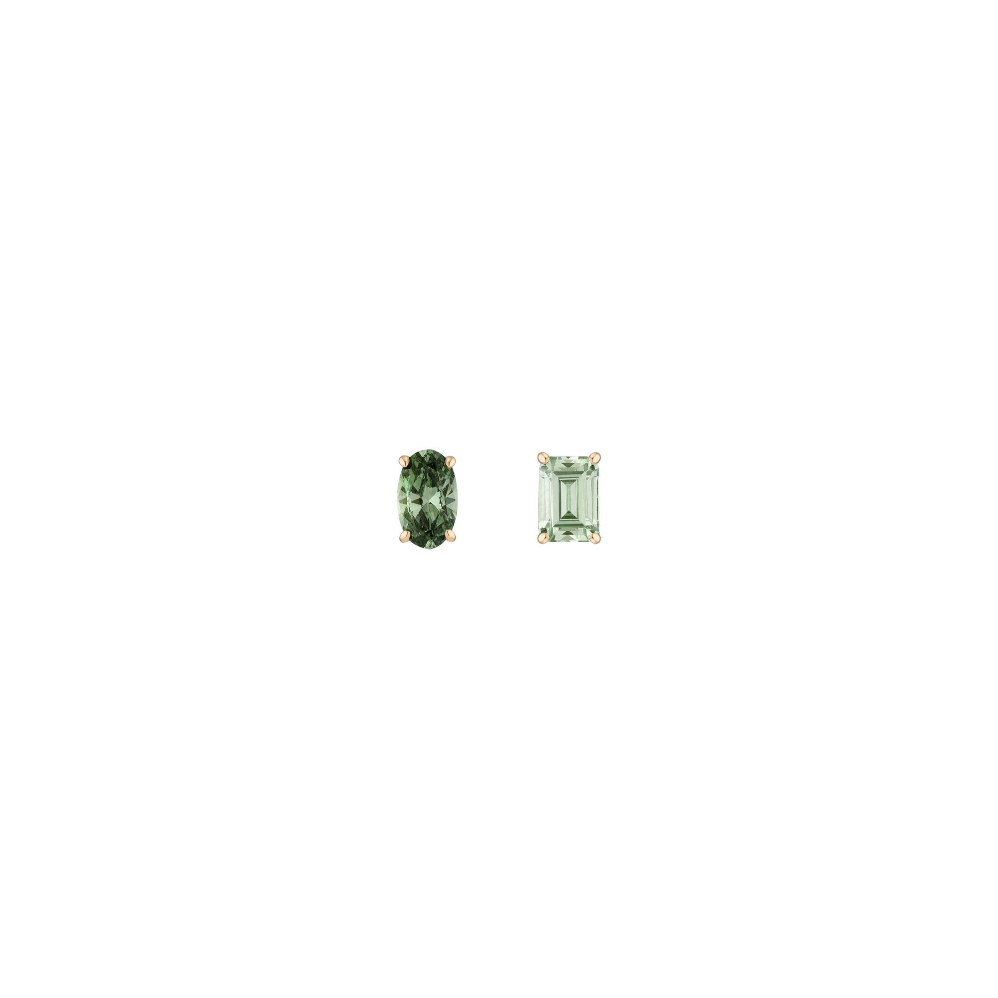 Lab Grown Green Prasiolite Mosaic Stud Earrings
