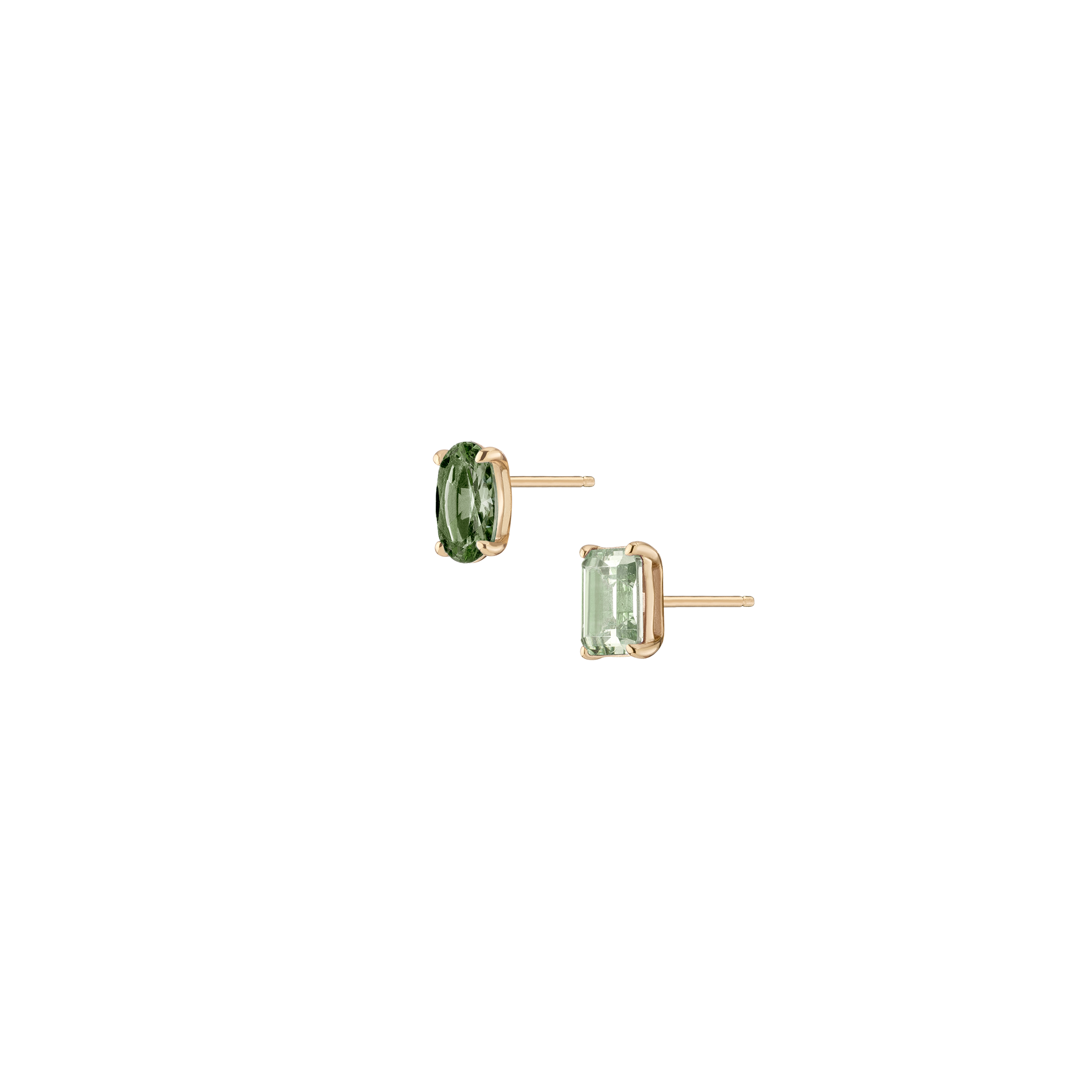 Lab Grown Green Prasiolite Mosaic Stud Earrings