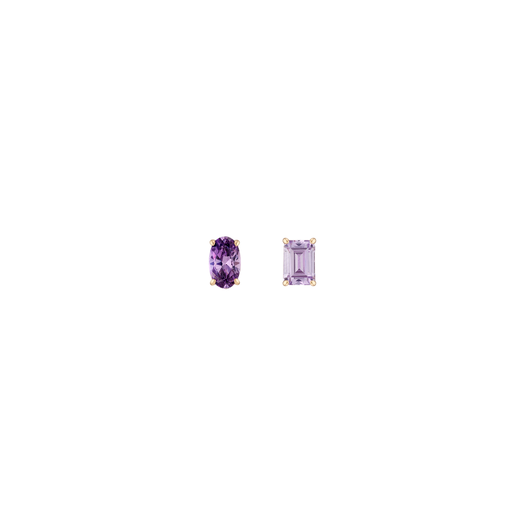 Lab Grown Purple Amethyst Mosaic Stud Earrings