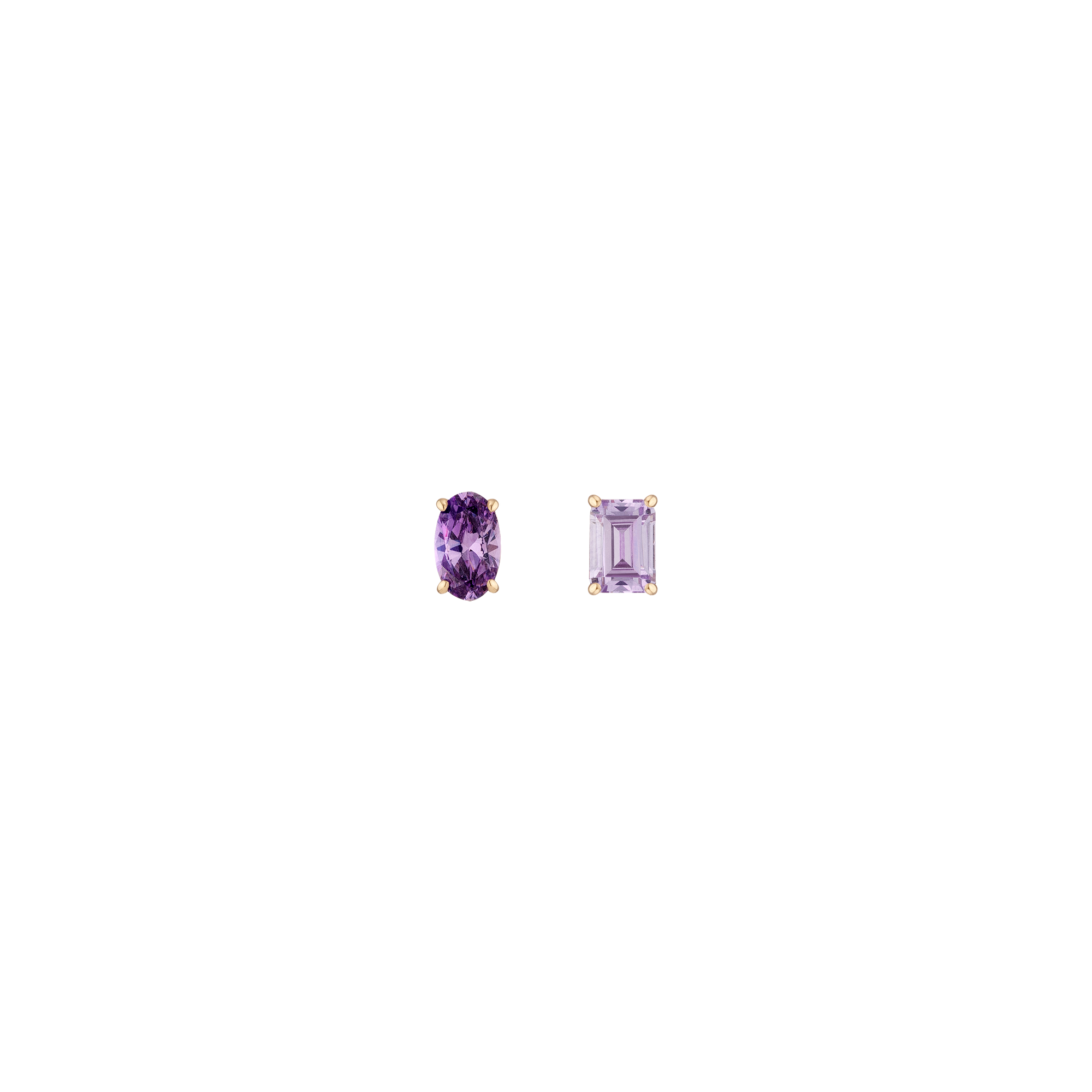 Lab Grown Purple Amethyst Mosaic Stud Earrings