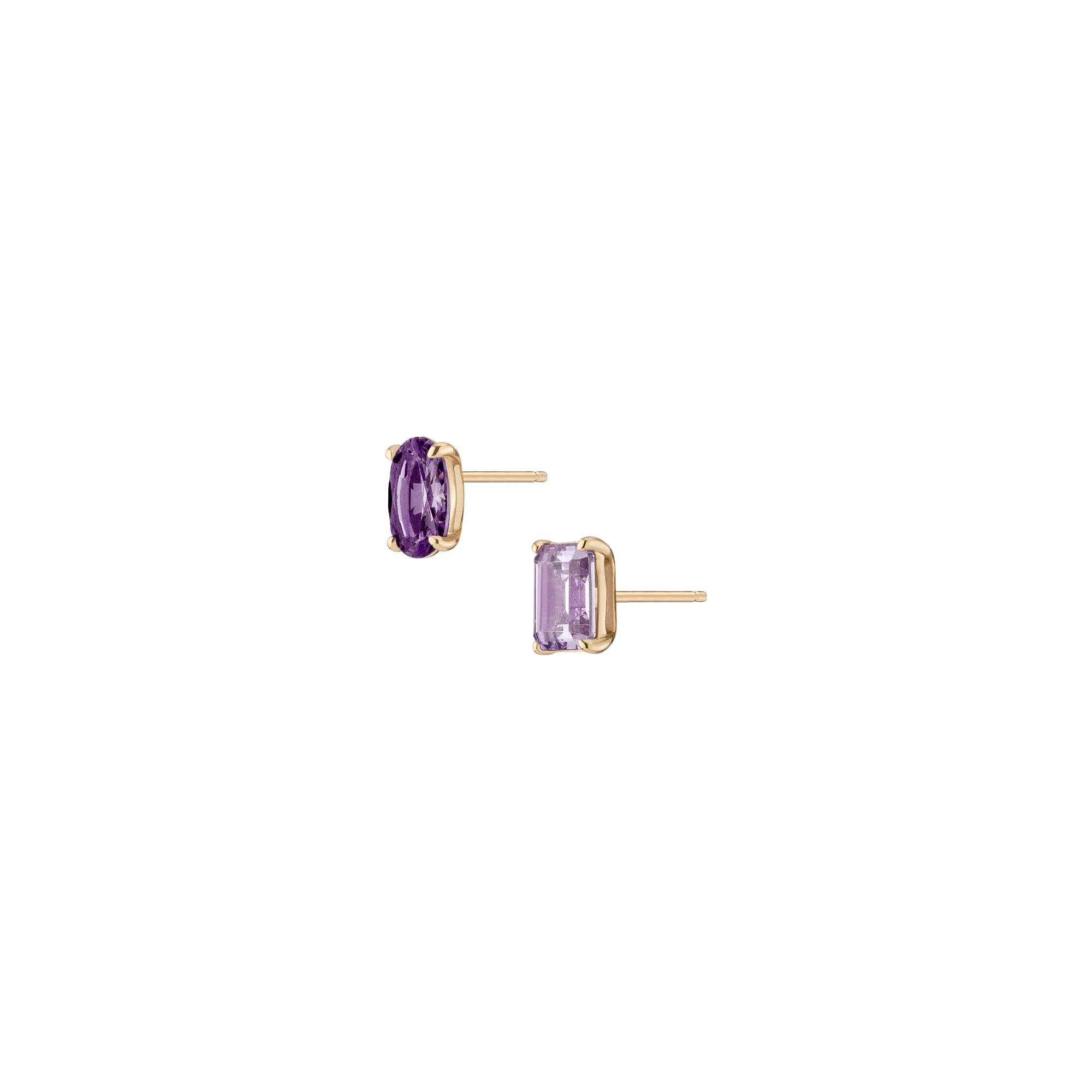 Lab Grown Purple Amethyst Mosaic Stud Earrings