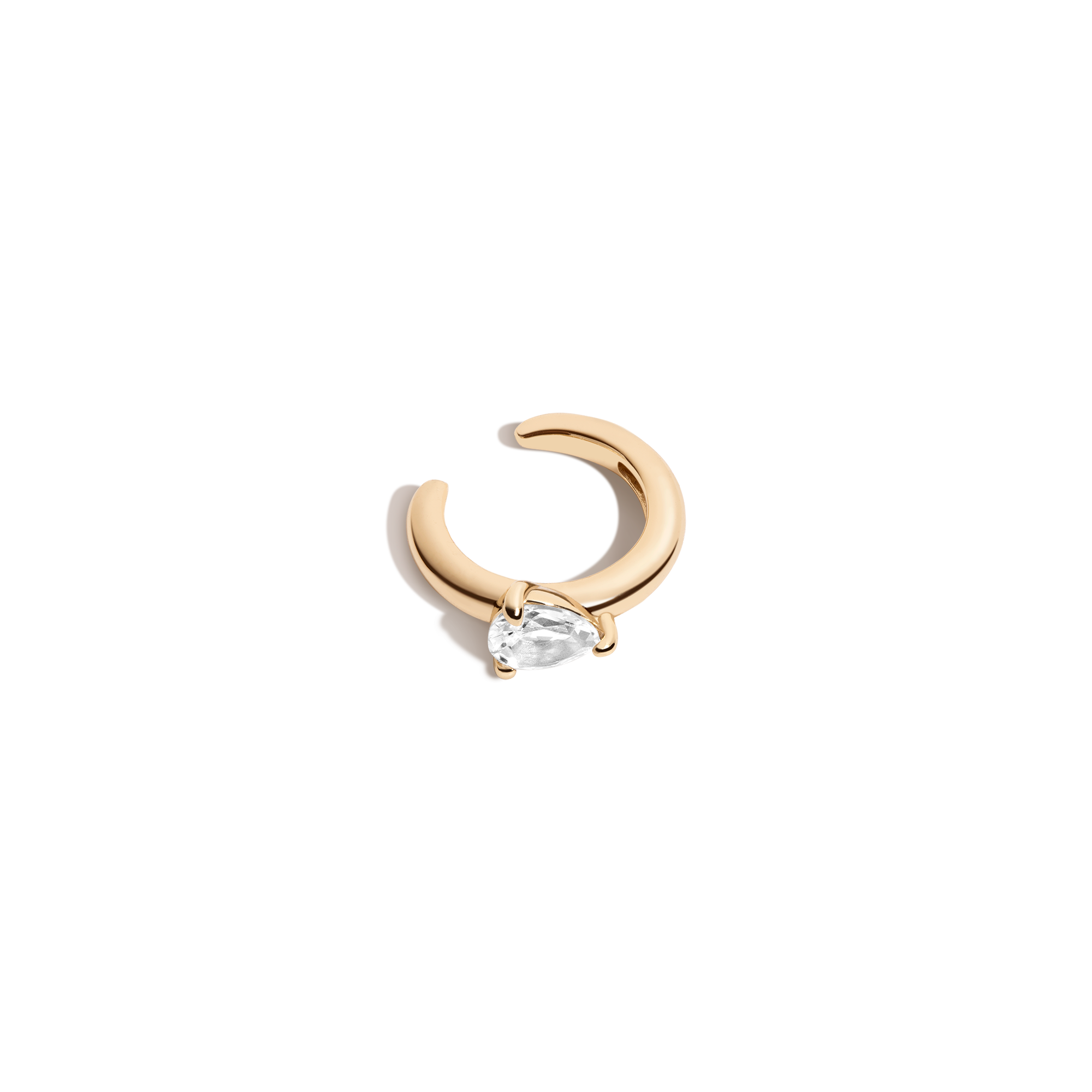 Pear Lab Grown White Sapphire Solitaire Ear Cuff