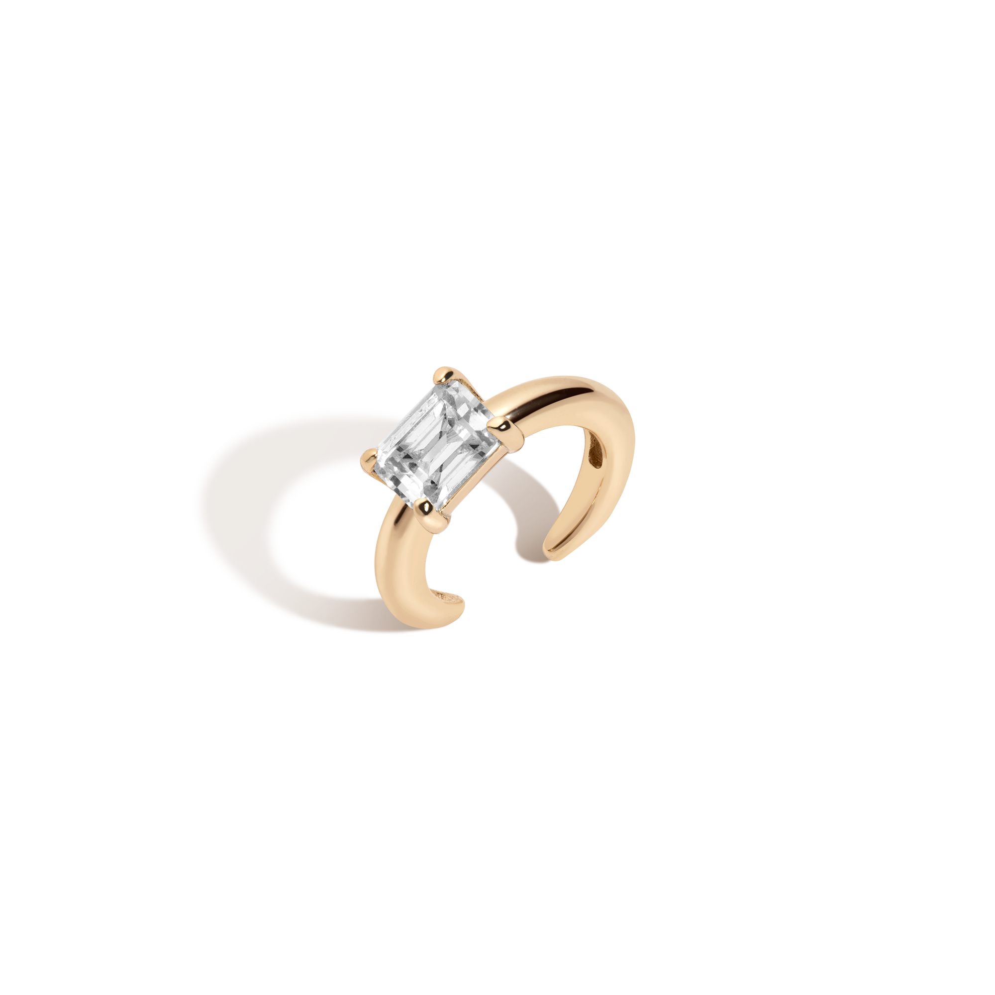 Emerald Lab Grown White Sapphire Solitaire Ear Cuff