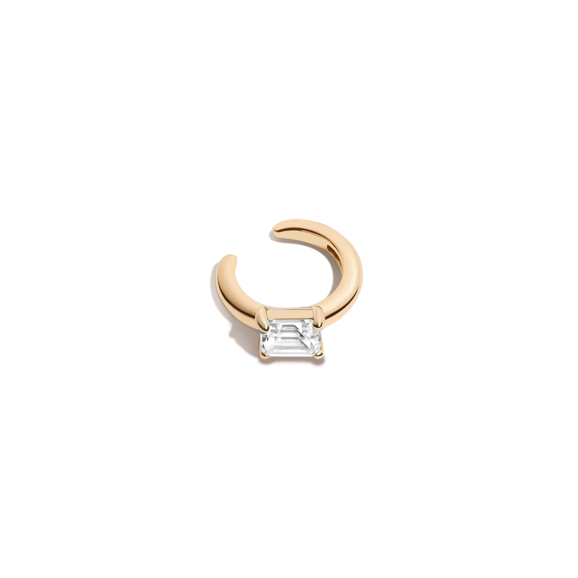 Emerald Lab Grown White Sapphire Solitaire Ear Cuff