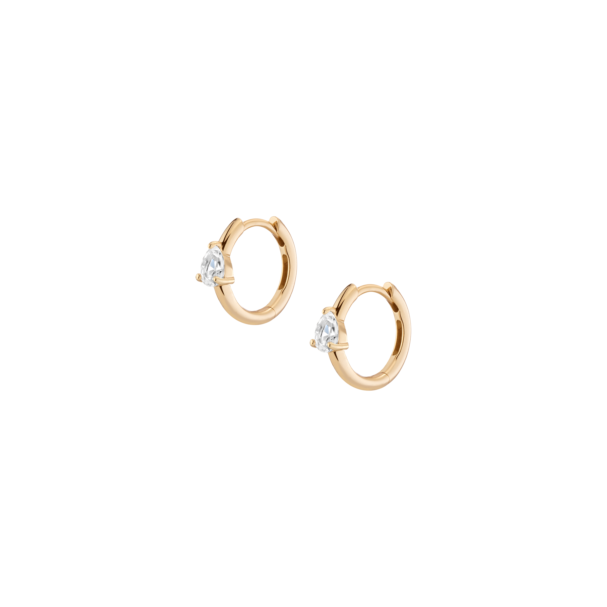 Pear Lab Grown White Sapphire Solitaire Huggie Earrings