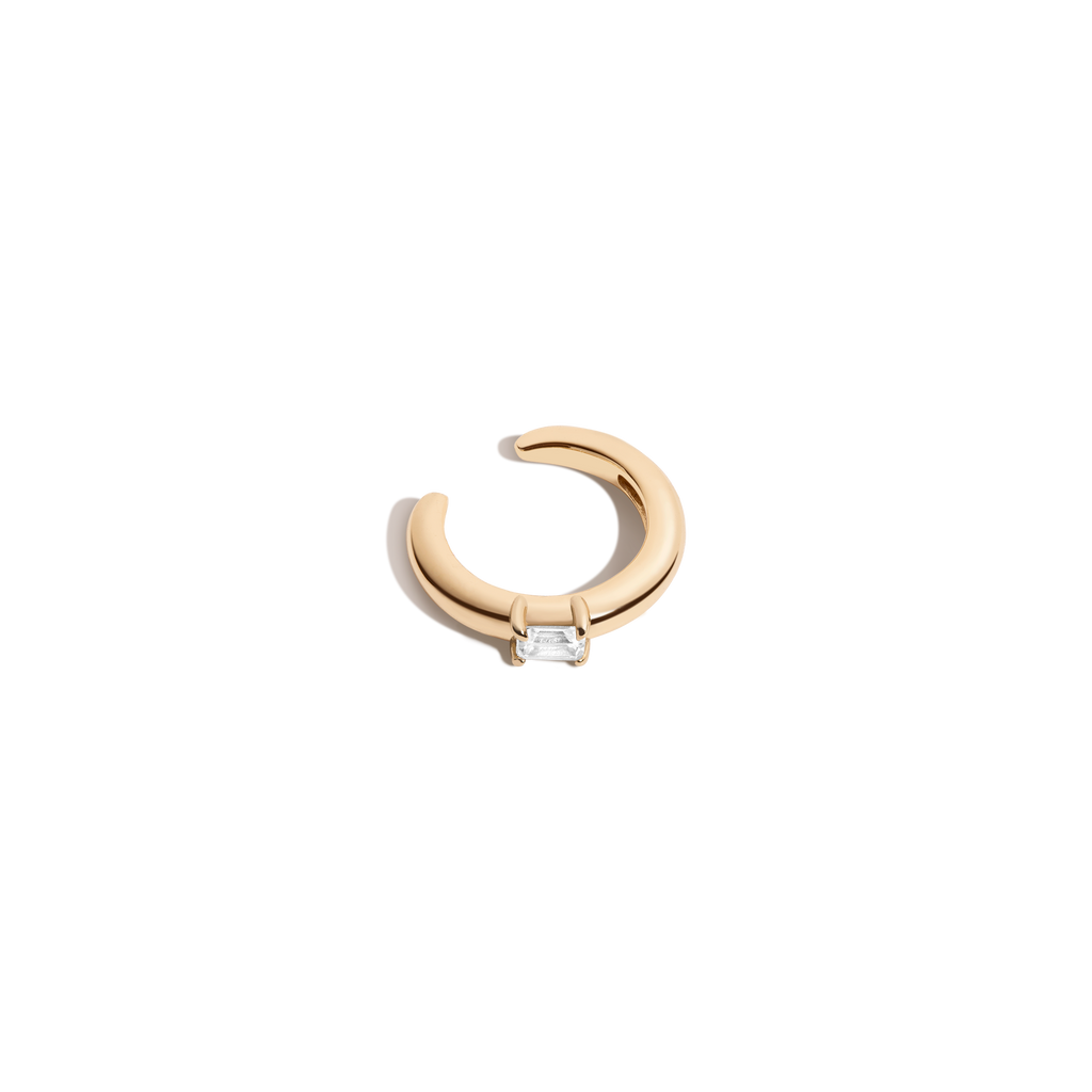 Mini Emerald Lab Grown White Sapphire Solitaire Ear Cuff