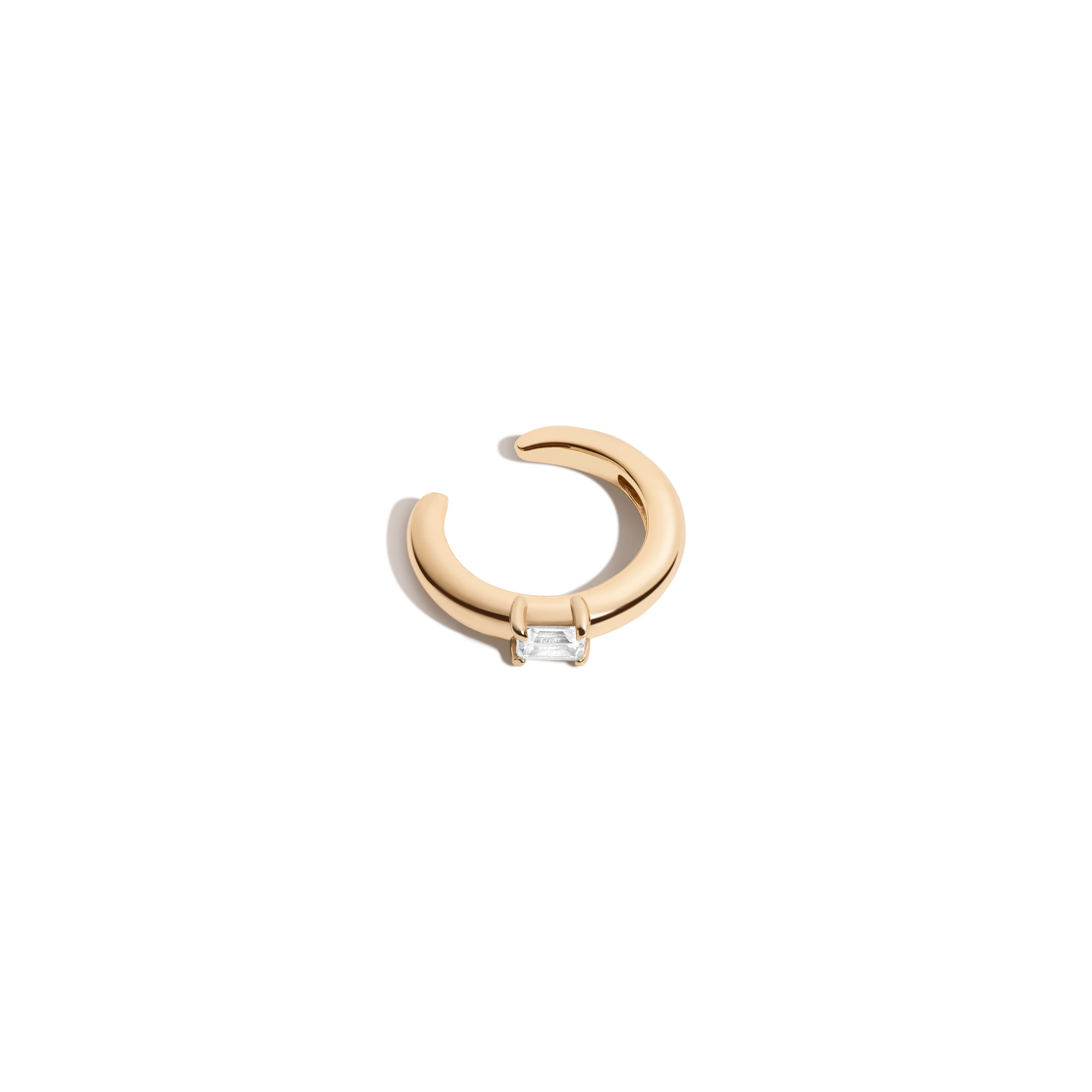 Mini Emerald Lab Grown White Sapphire Solitaire Ear Cuff