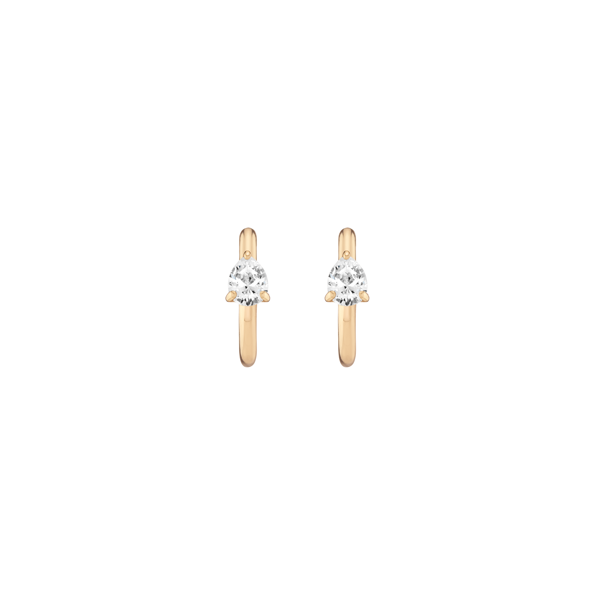 Pear Lab Grown White Sapphire Solitaire Huggie Earrings