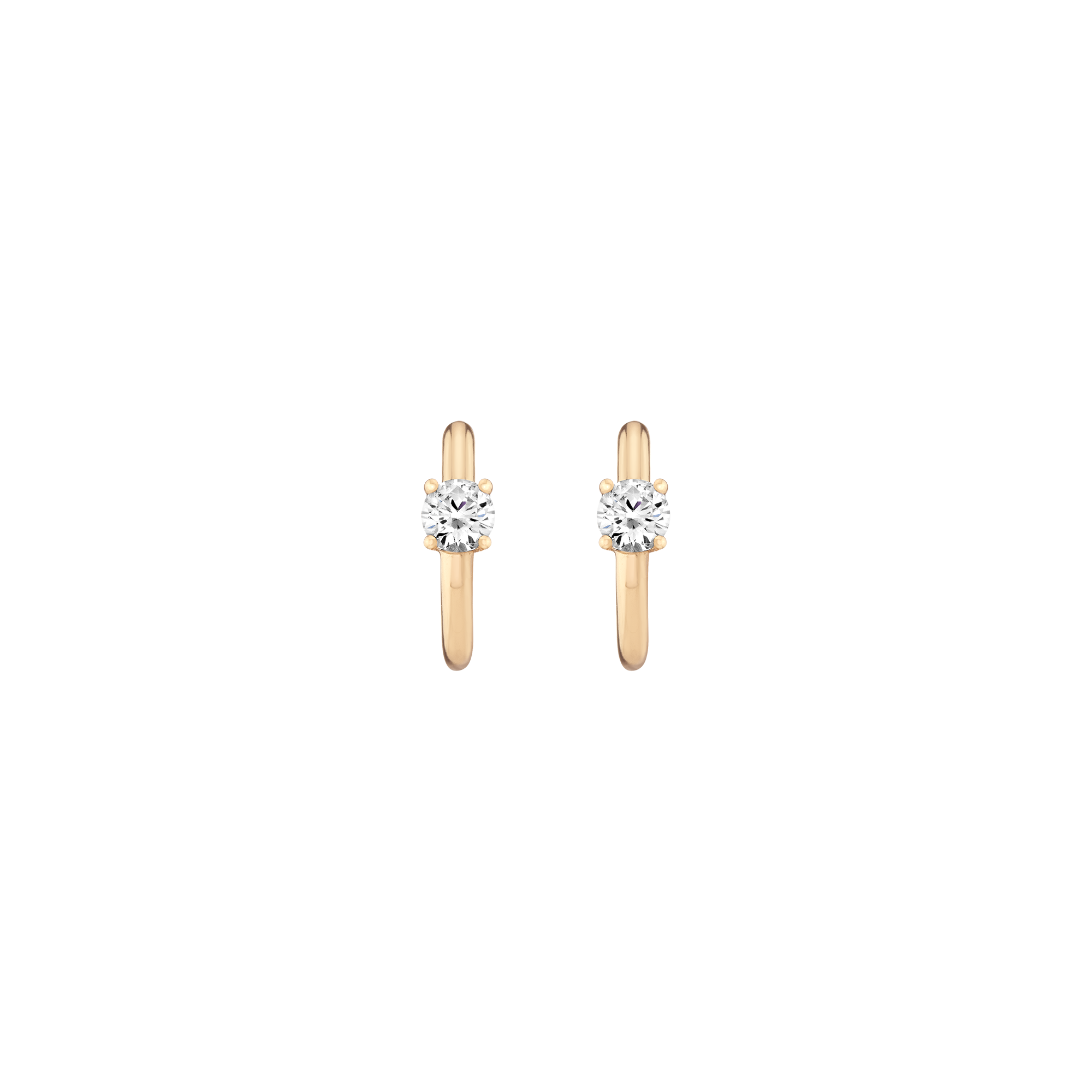 Round Lab Grown White Sapphire Solitaire Huggie Earrings