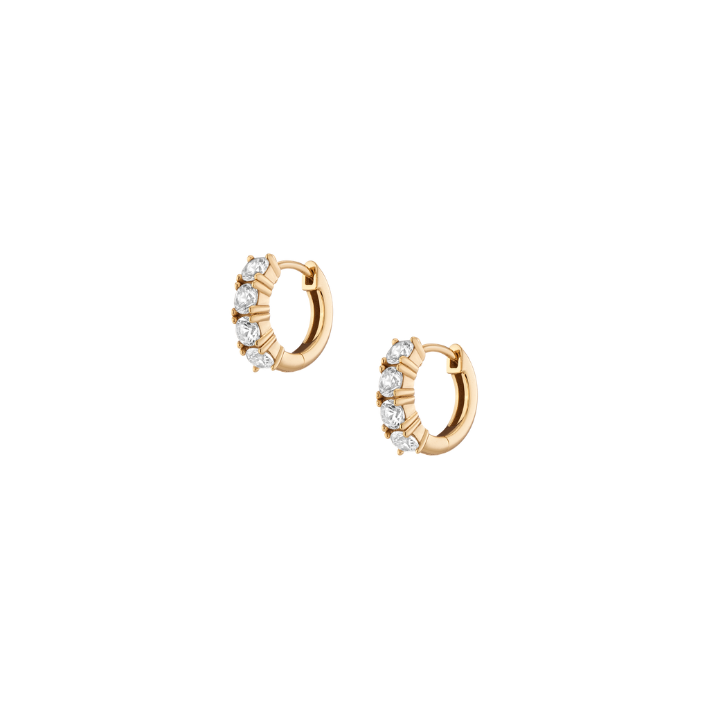 Bold Lab Grown White Sapphire Huggie Earrings