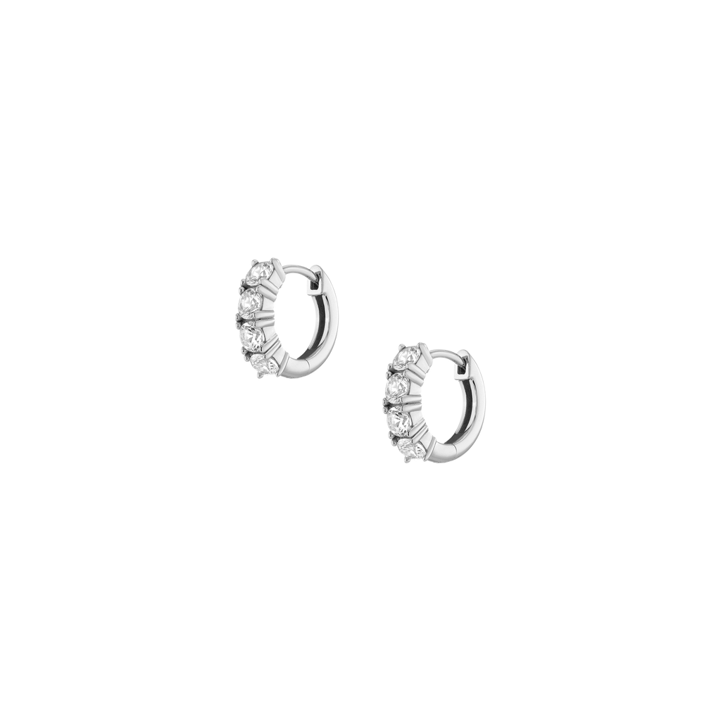 Bold Lab Grown White Sapphire Huggie Earrings