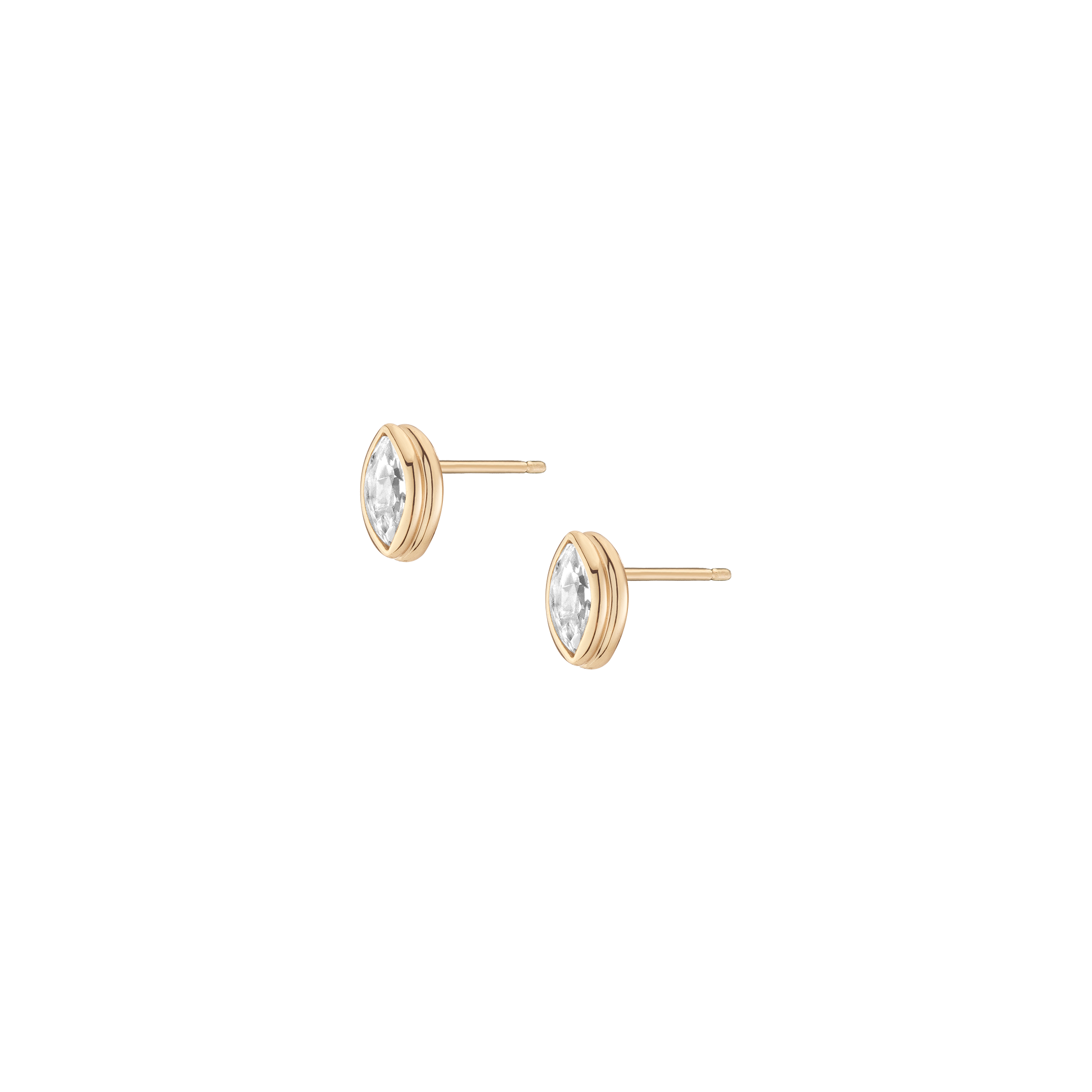 Double Bezel Marquise Lab Grown White Sapphire Stud Earrings
