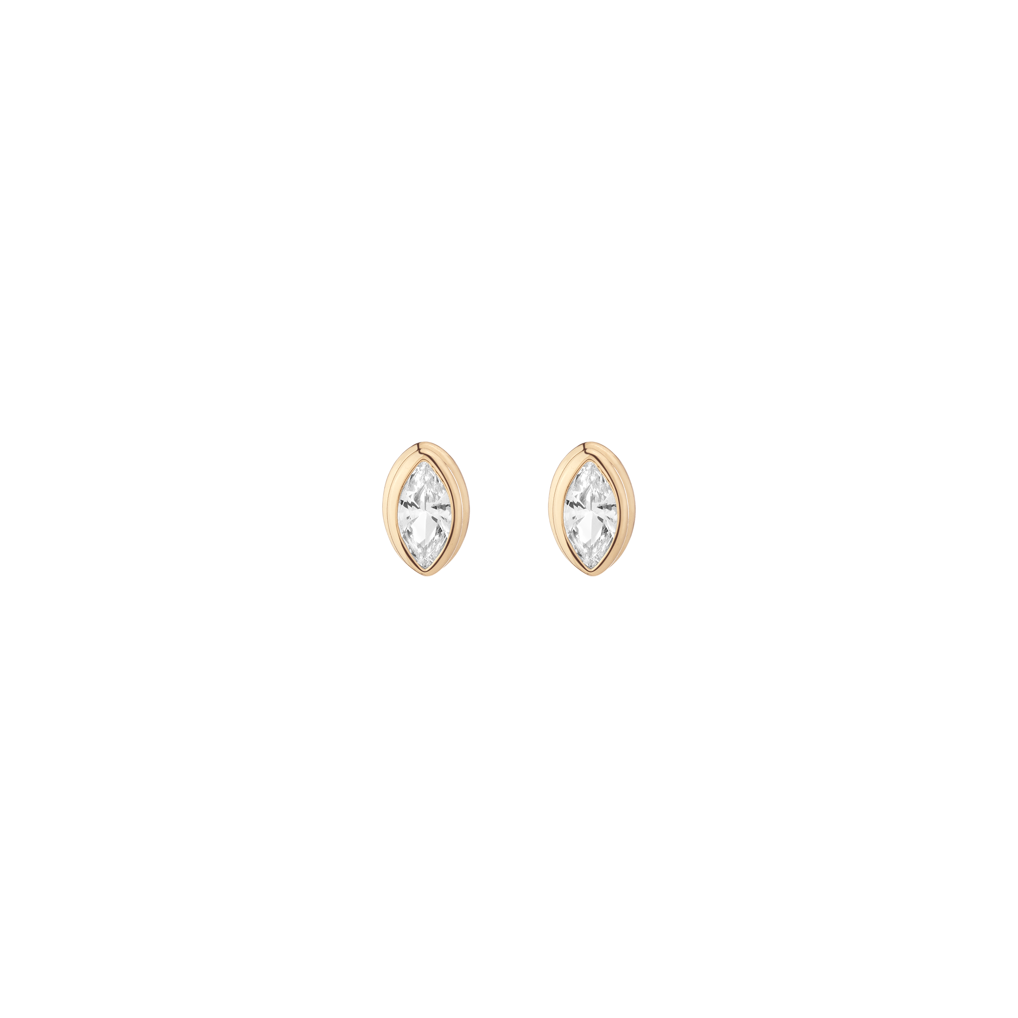 Double Bezel Marquise Lab Grown White Sapphire Huggie Earrings