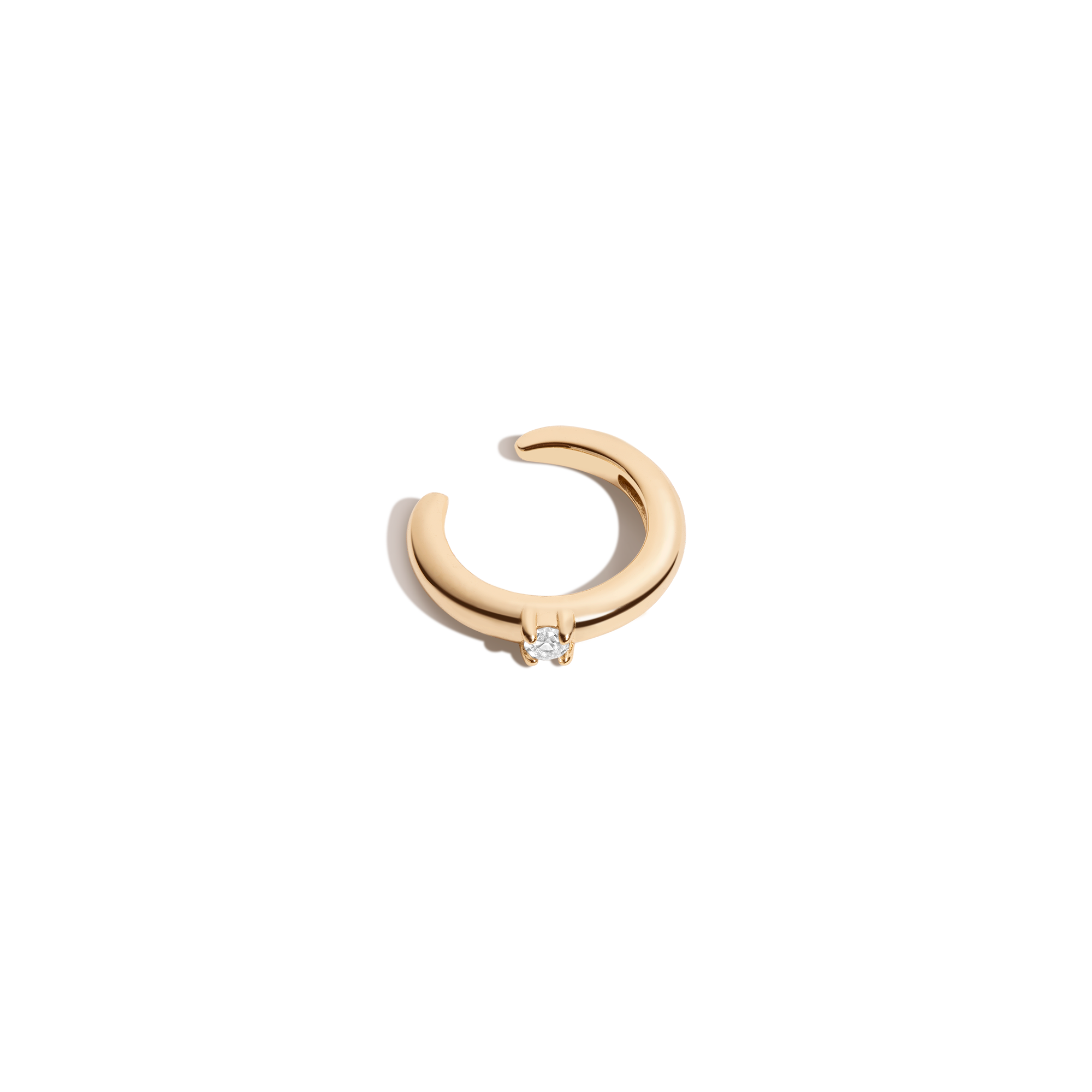 Mini Round Lab Grown White Sapphire Solitaire Ear Cuff