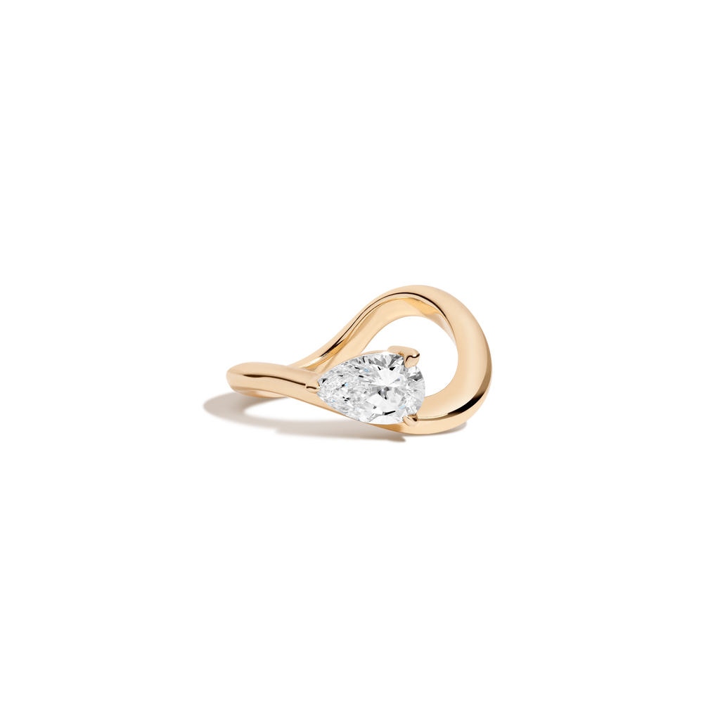 1ct Pear Lab Grown Diamond Floating Ring 14k Yellow Gold First