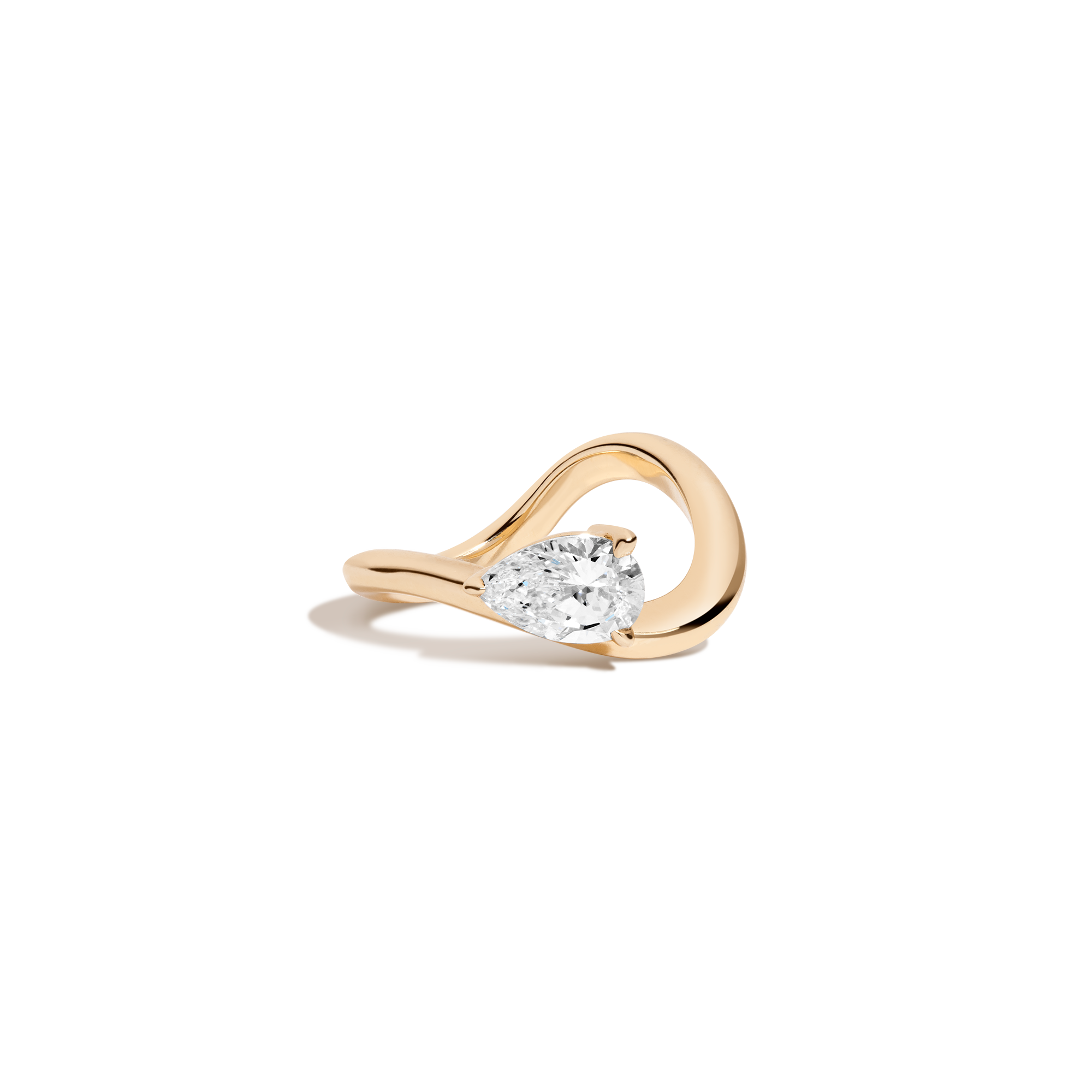 1ct Pear Lab Grown Diamond Floating Ring 14k Yellow Gold First