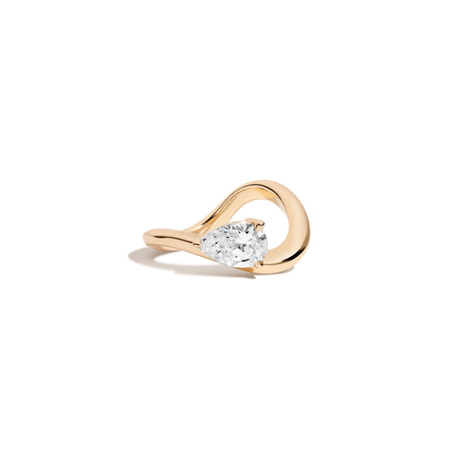 1ct Pear Lab Grown Diamond Floating Ring 14k Yellow Gold First