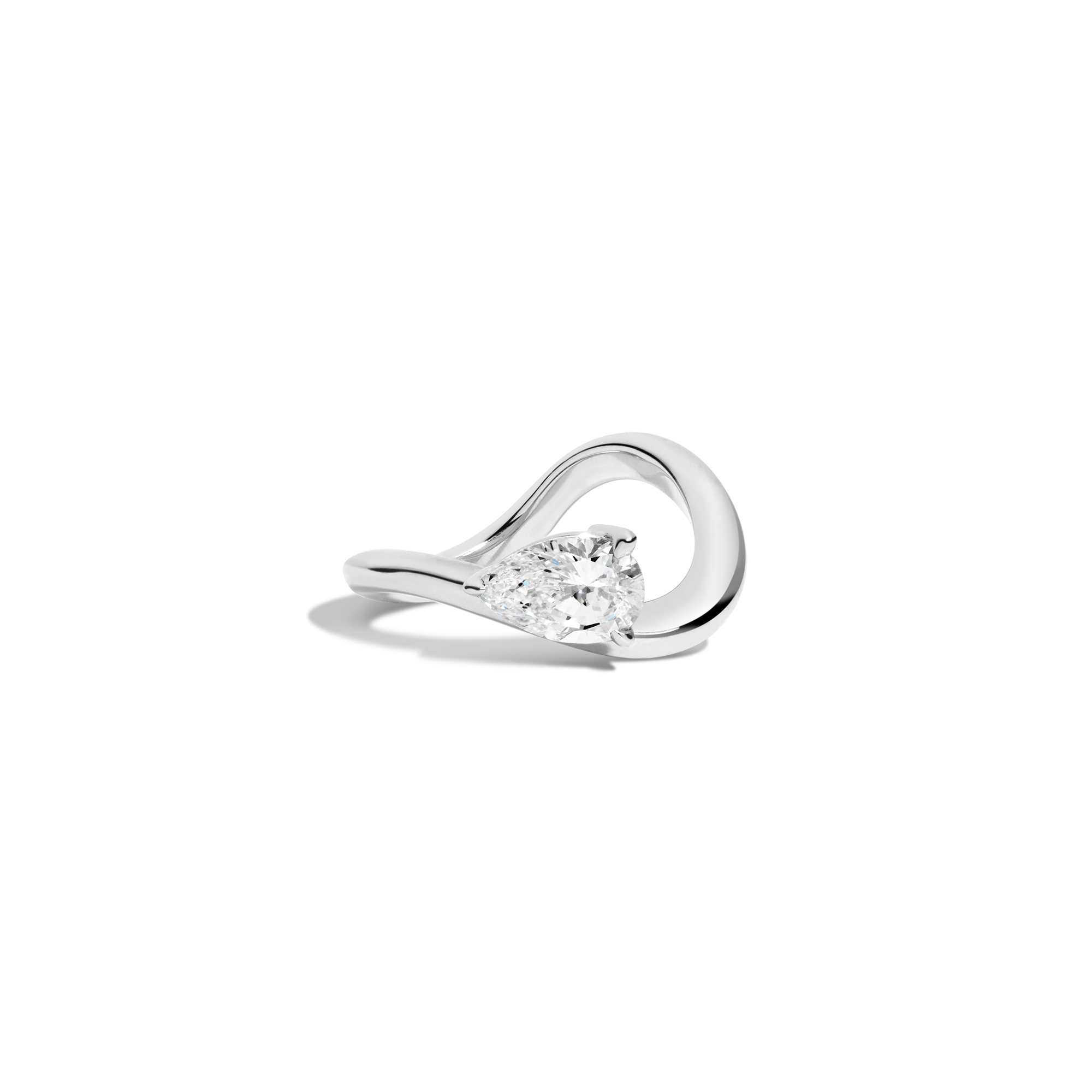 1ct Pear Lab Grown Diamond Floating Ring 14k White Gold First