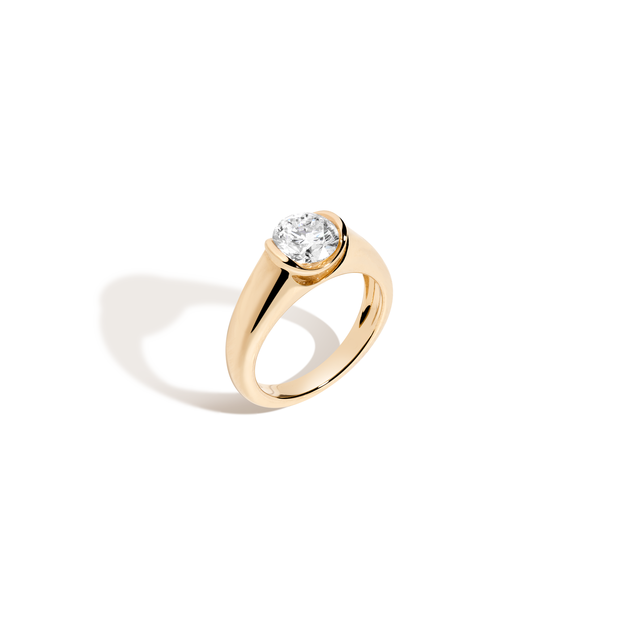 1ct Round Lab Grown Diamond Floating Signet Ring