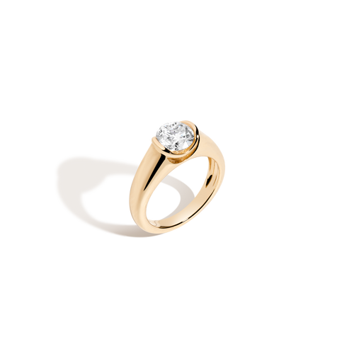 1ct Round Lab Grown Diamond Floating Signet Ring