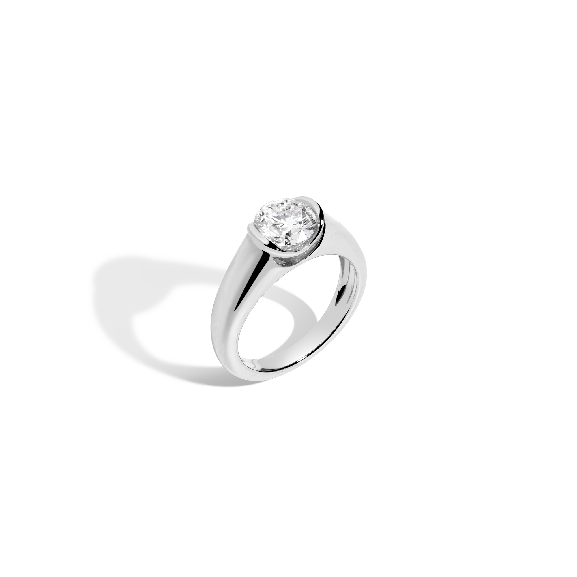 1ct Round Lab Grown Diamond Floating Signet Ring