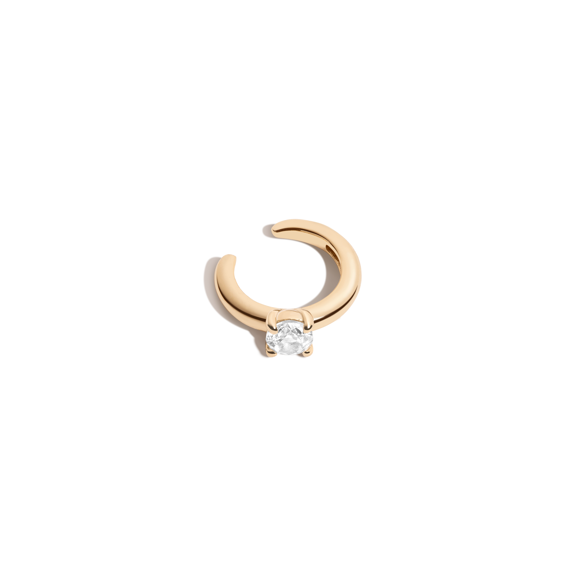 Round Lab Grown White Sapphire Solitaire Ear Cuff