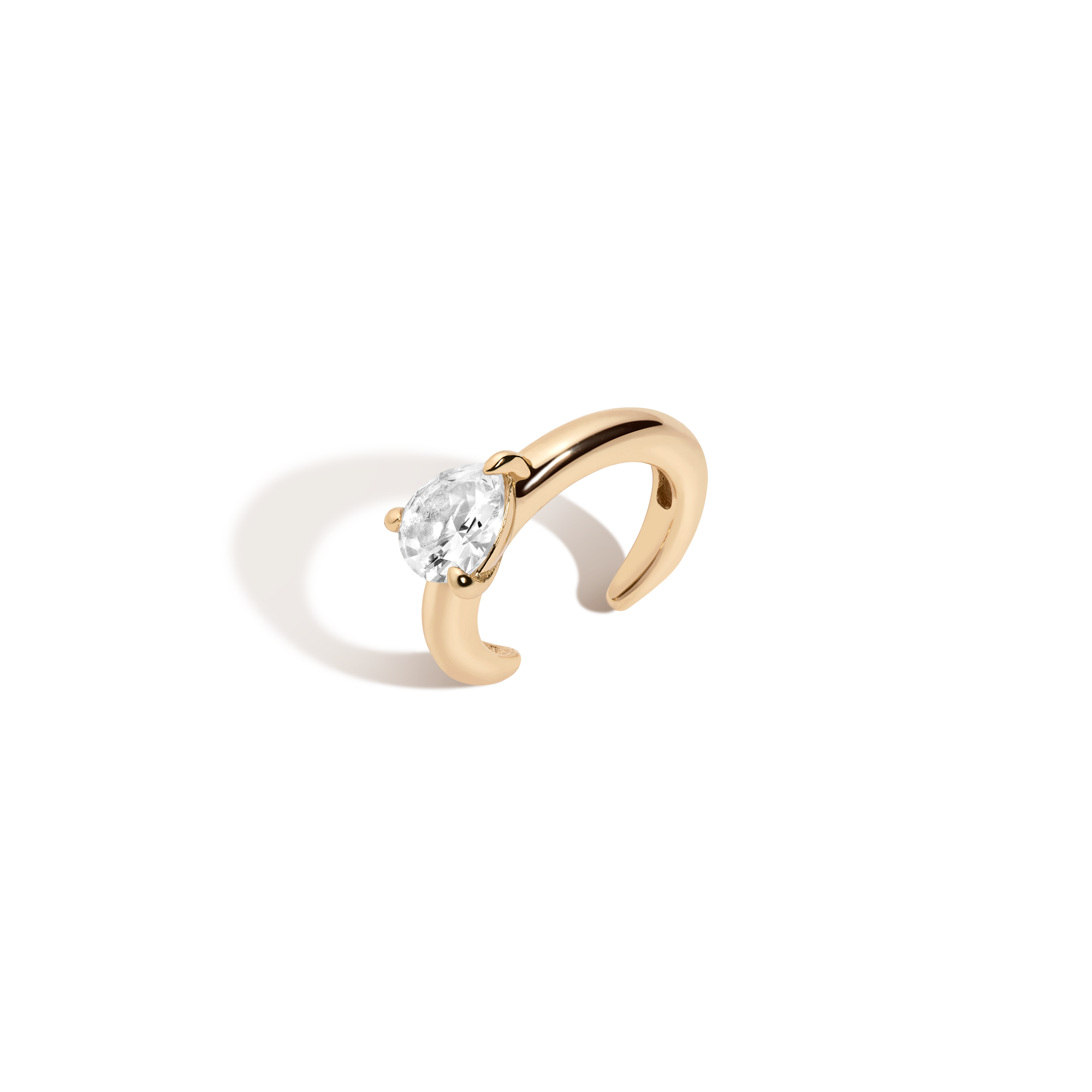 Pear Lab Grown White Sapphire Solitaire Ear Cuff