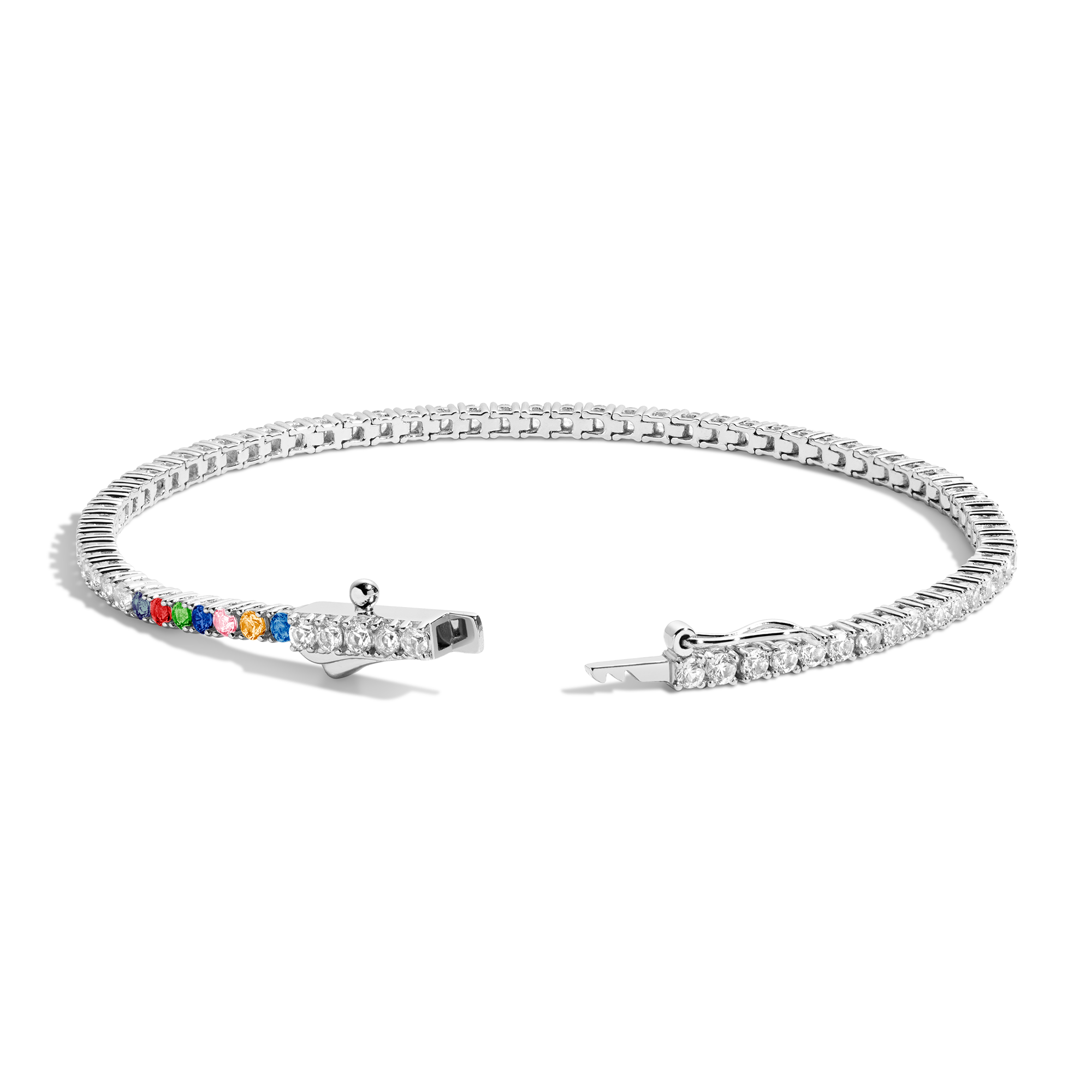 Personalized Lab Grown White Sapphire Tennis Bracelet Vermeil White Gold 6in 6.5in 7in 7.5in 1 2 3 4 5 6 7 First